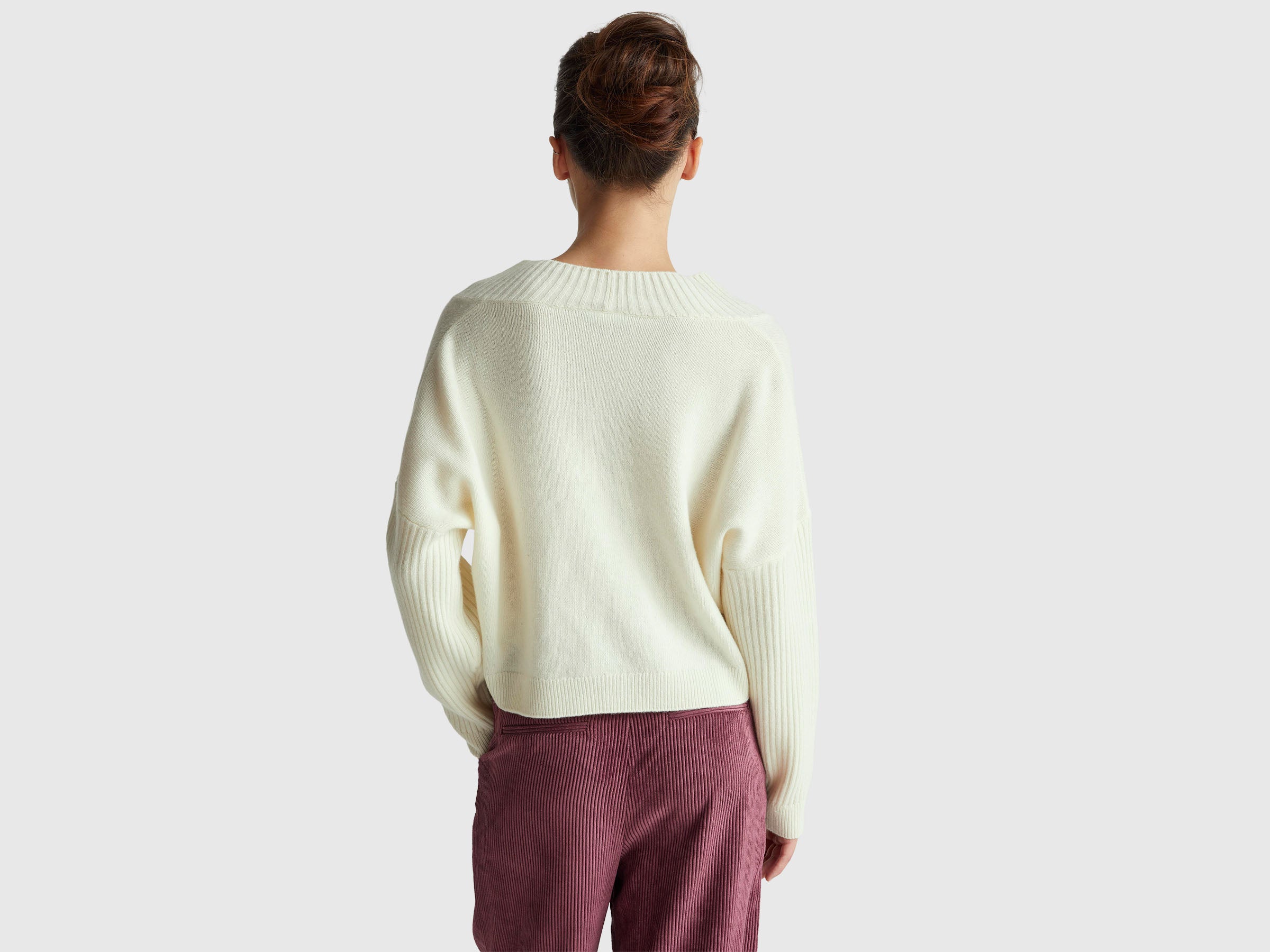 Benetton Maglione Scollo a V Misto Lana Taglia S