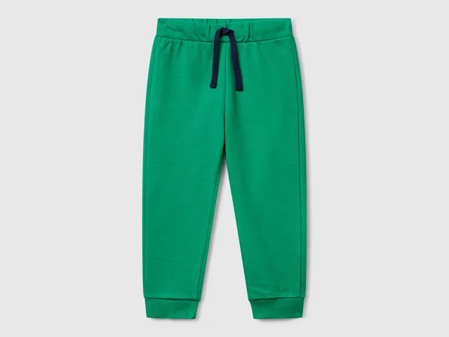 Benetton Pantaloni tuta cotone bio bimbo taglia 98 logo