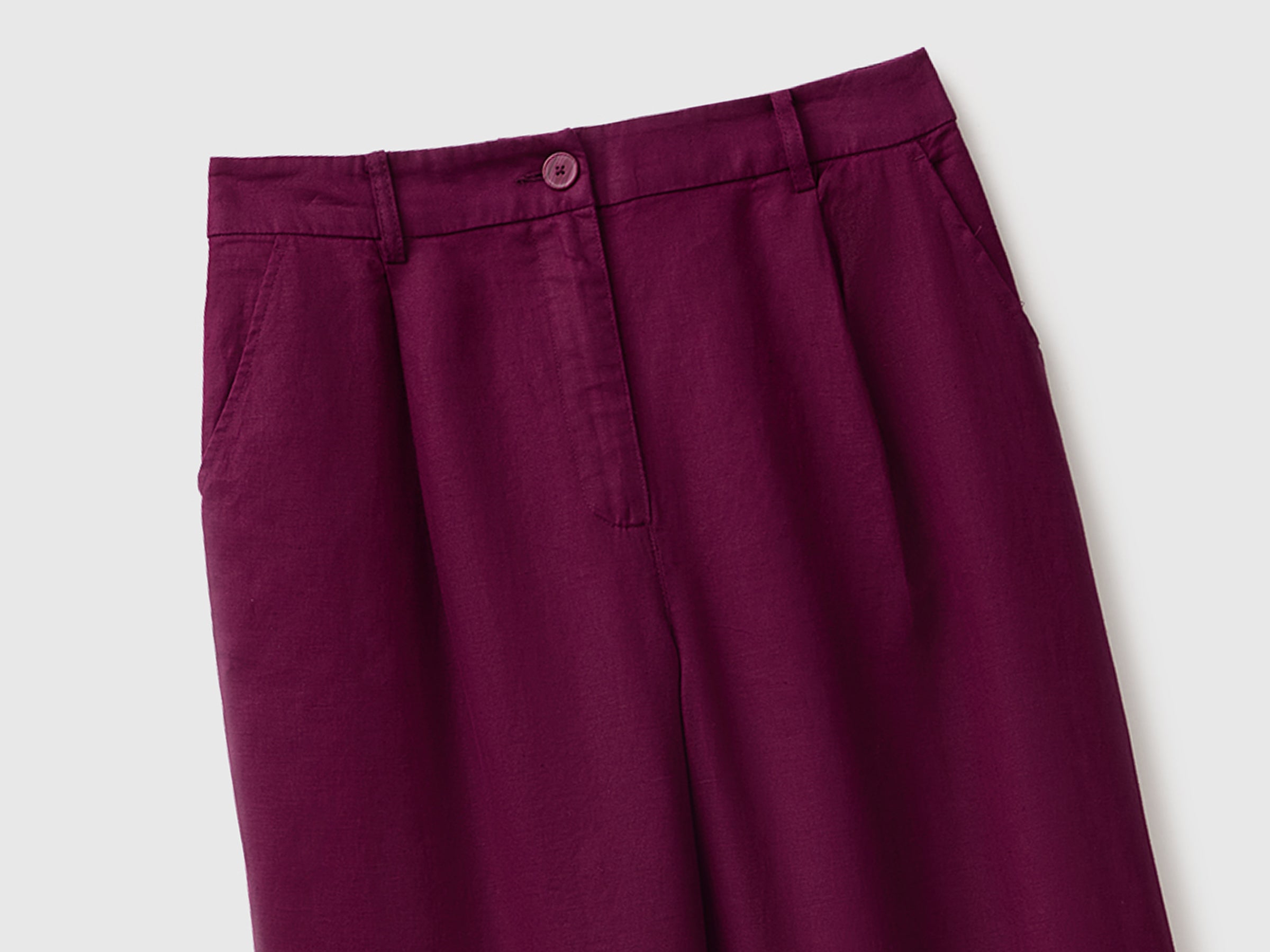 United Colors of Benetton Trousers pantaloni lino vita alta 40
