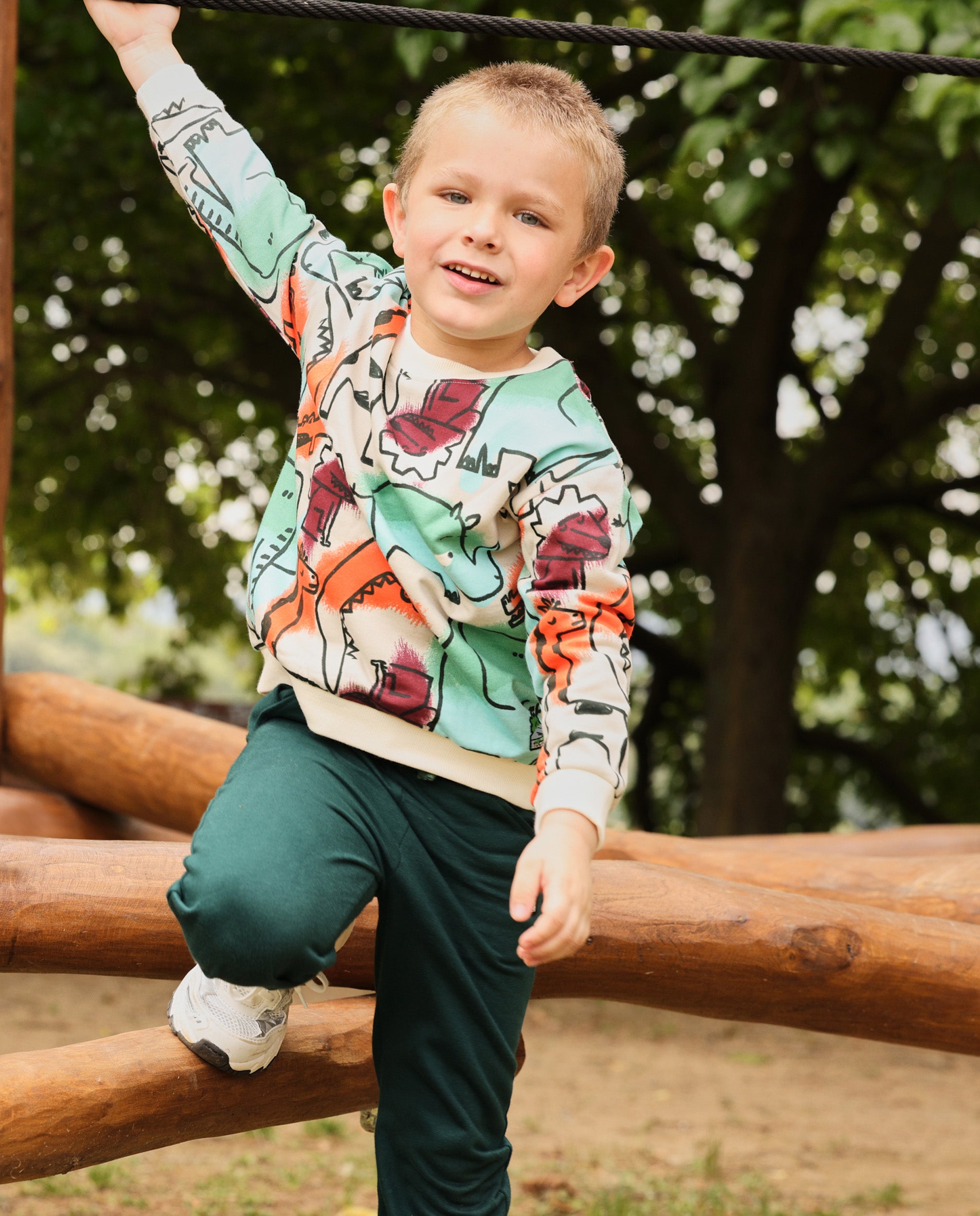 TucTuc Pantaloni pantalone bambino felpa verde coulisse
