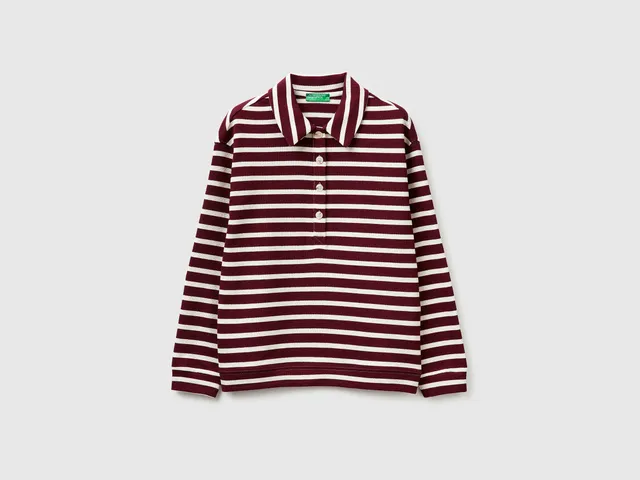 United Colors of Benetton Felpa Polo a Righe Cotone Taglia M