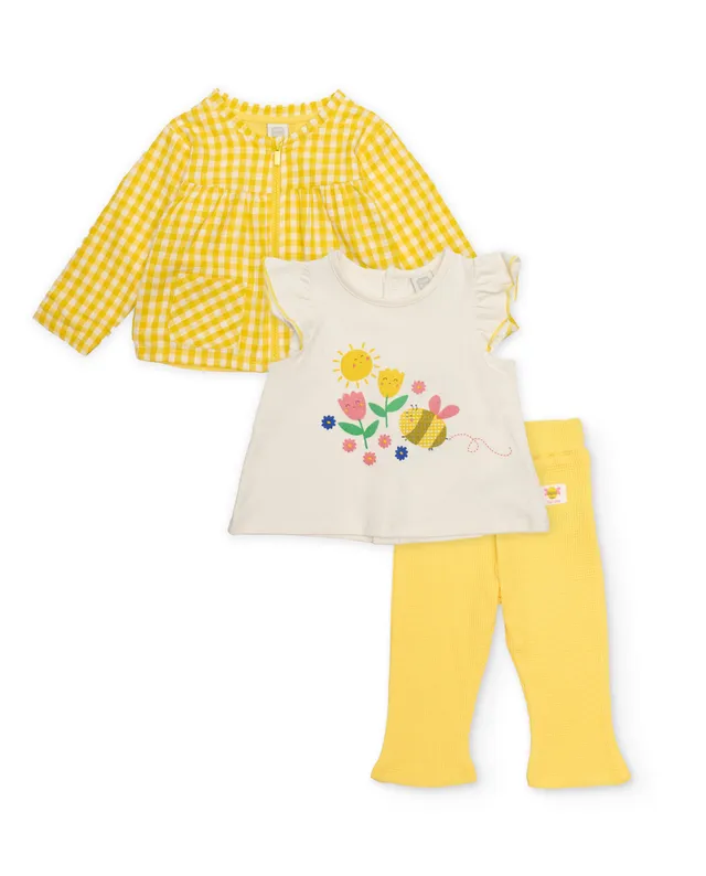TucTuc Completi Completo 3 Pezzi Vichy Giallo Neonata