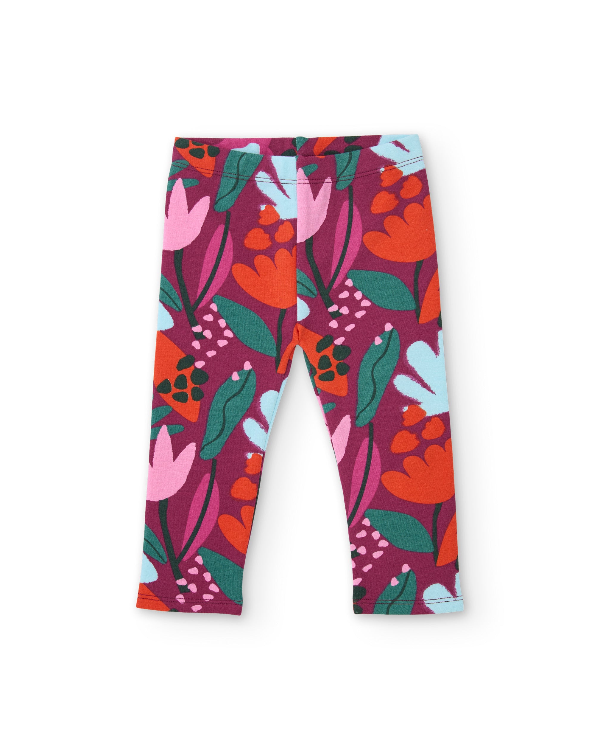 TucTuc Leggings bambina bordeaux floreale elasticizzato