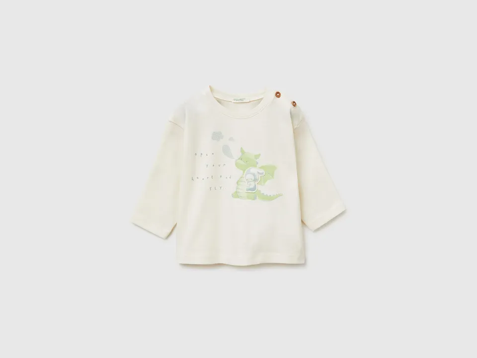 United Colors of Benetton maglietta neonato cotone bio manica lunga