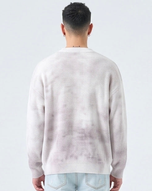Sottosopra anw86431 pullover cotone bianco uomo effetto sfumato