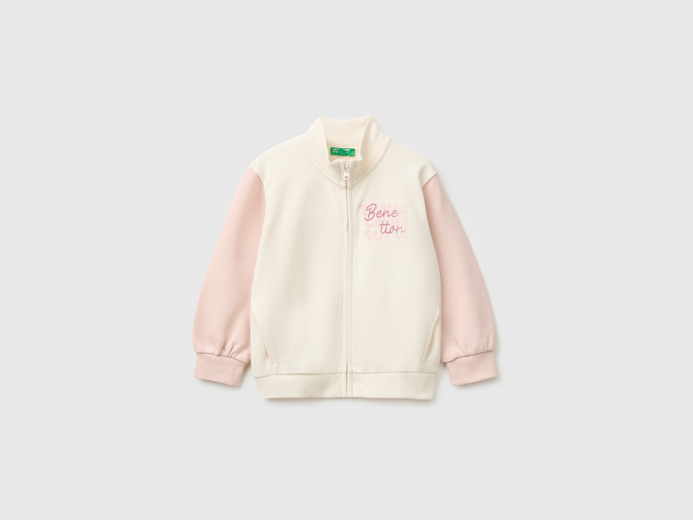 United Colors of Benetton felpa zip logo cotone organico 104