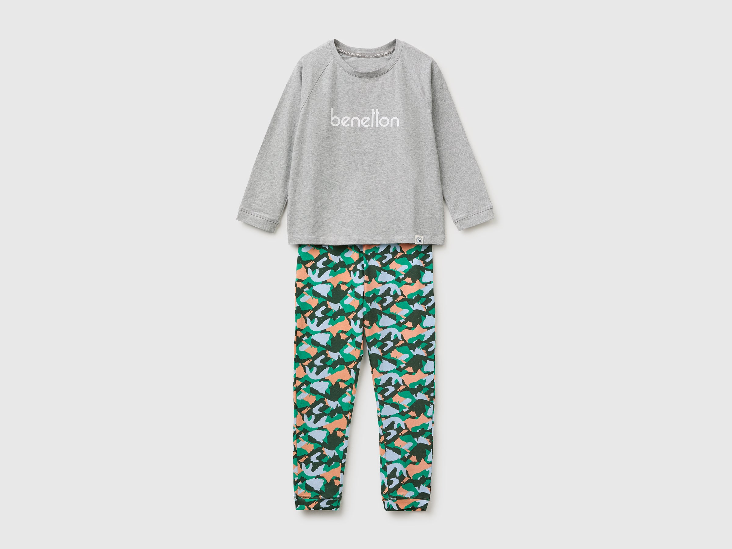 United Colors of Benetton pigiama lungo cotone con logo 2 pezzi
