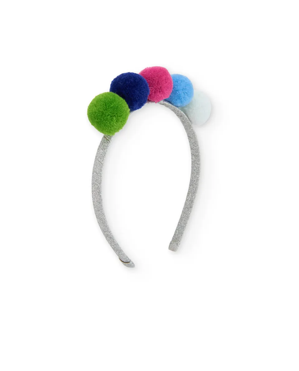 TucTuc Accessori Fascia capelli bambina multicolor pompon
