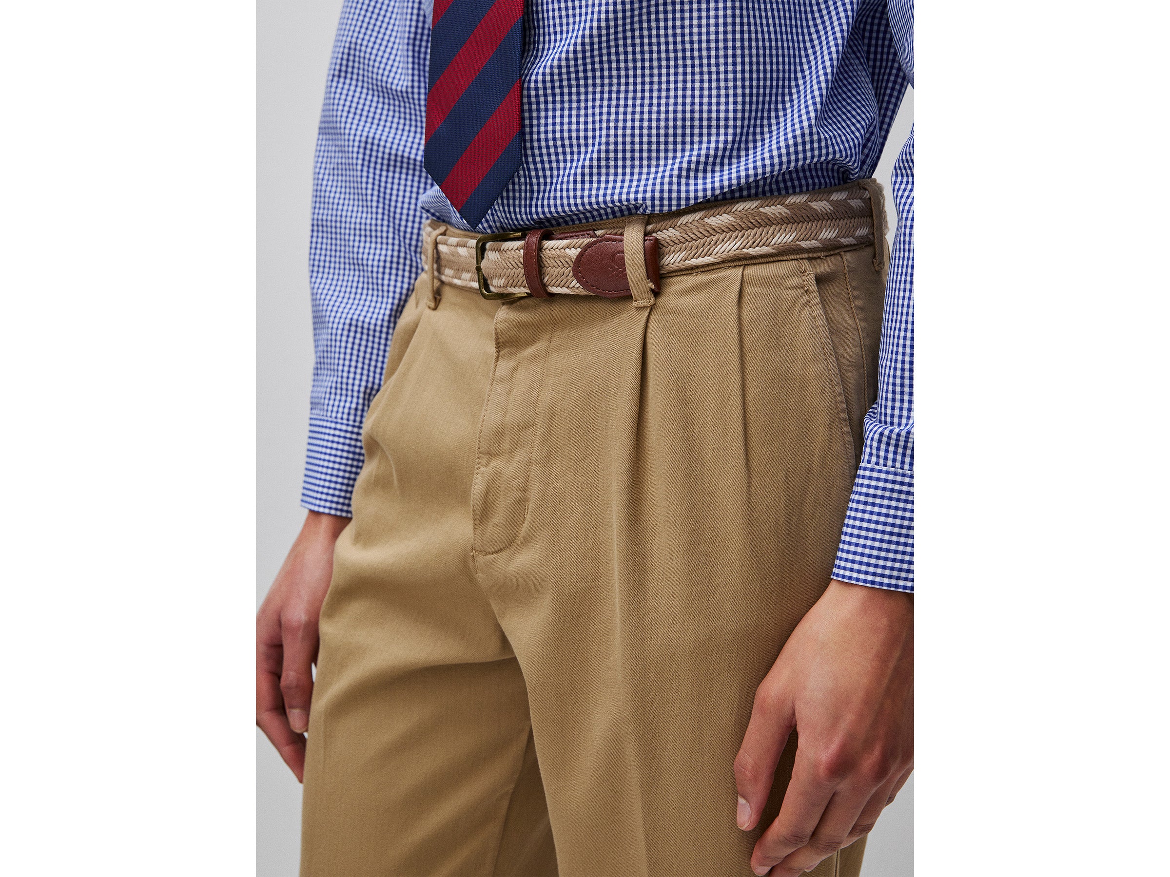 Benetton Chino Pantaloni Uomo Cotone Stretch Caviglia