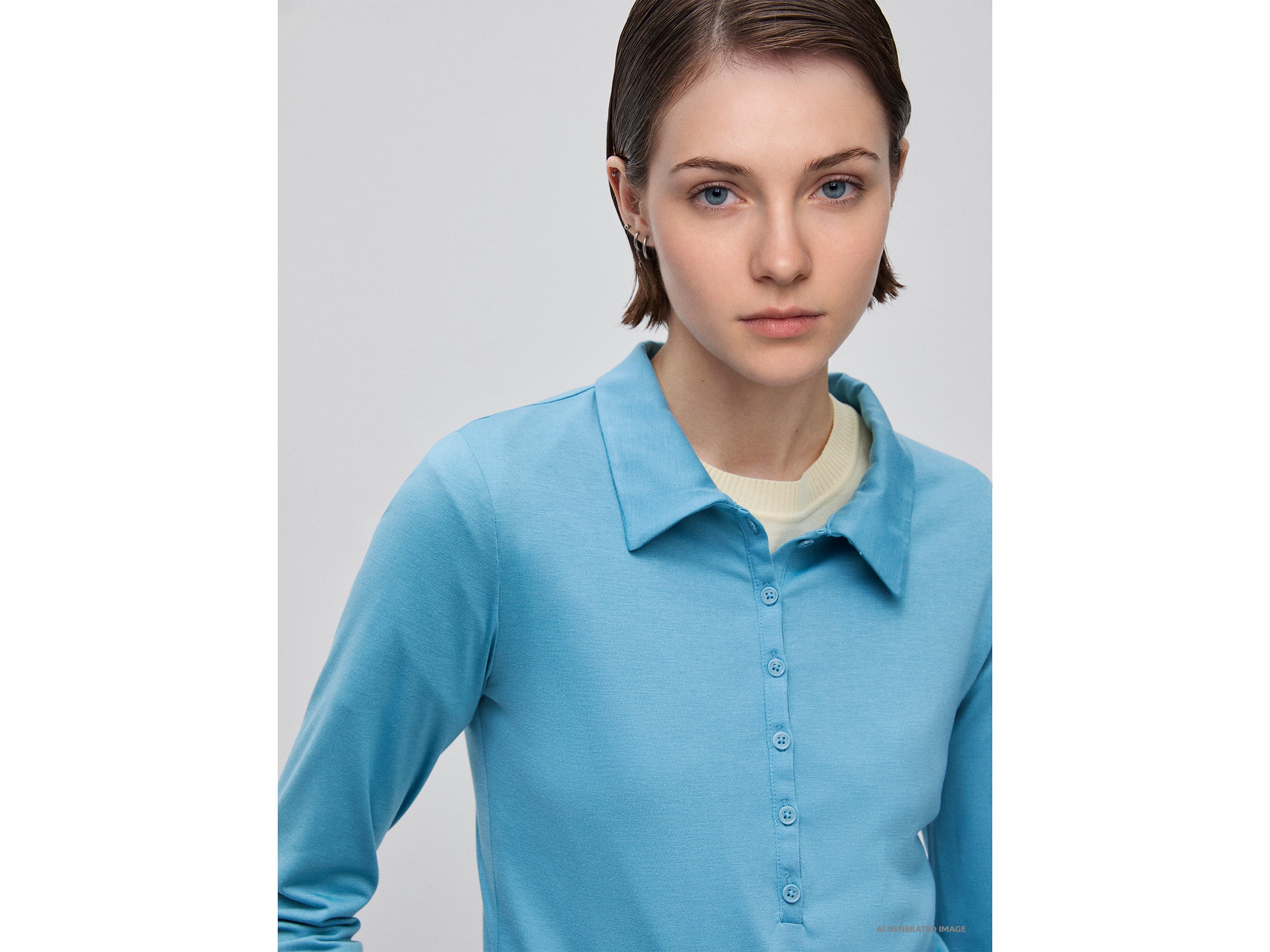United Colors of Benetton polo jersey leggero viscosa S bottoni