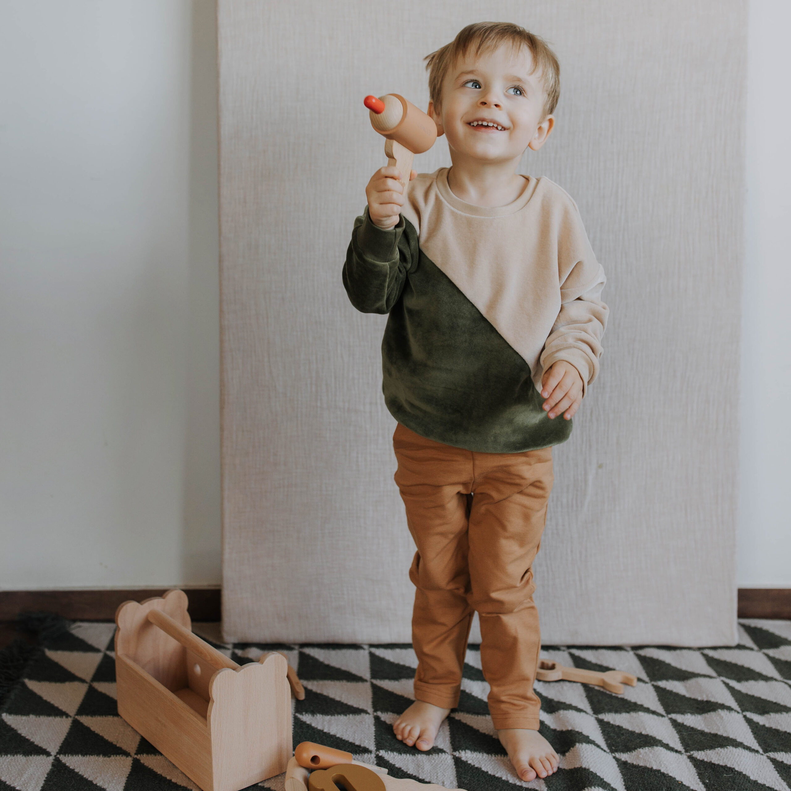 Woolly Organic Velour Sweater felpa velluto Sand Khaki