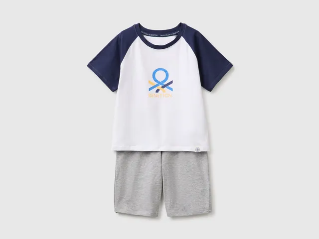 United Colors of Benetton pigiama corto cotone logo 3-4 anni