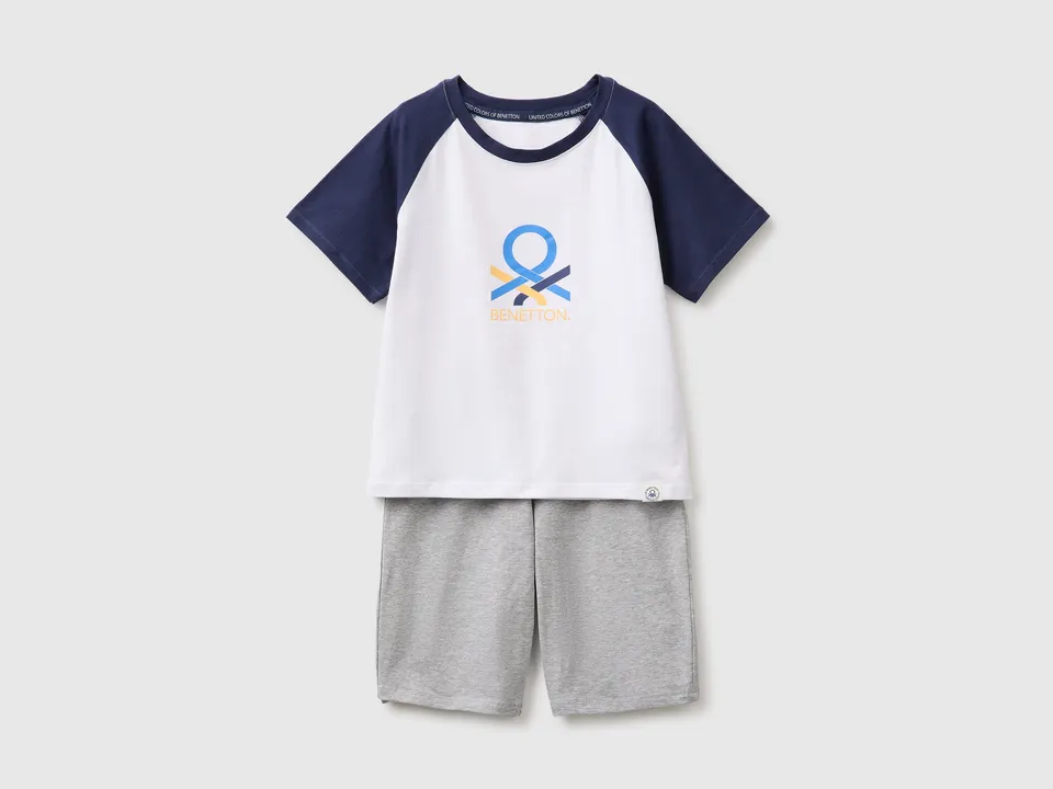 United Colors of Benetton pigiama corto cotone logo 3-4 anni