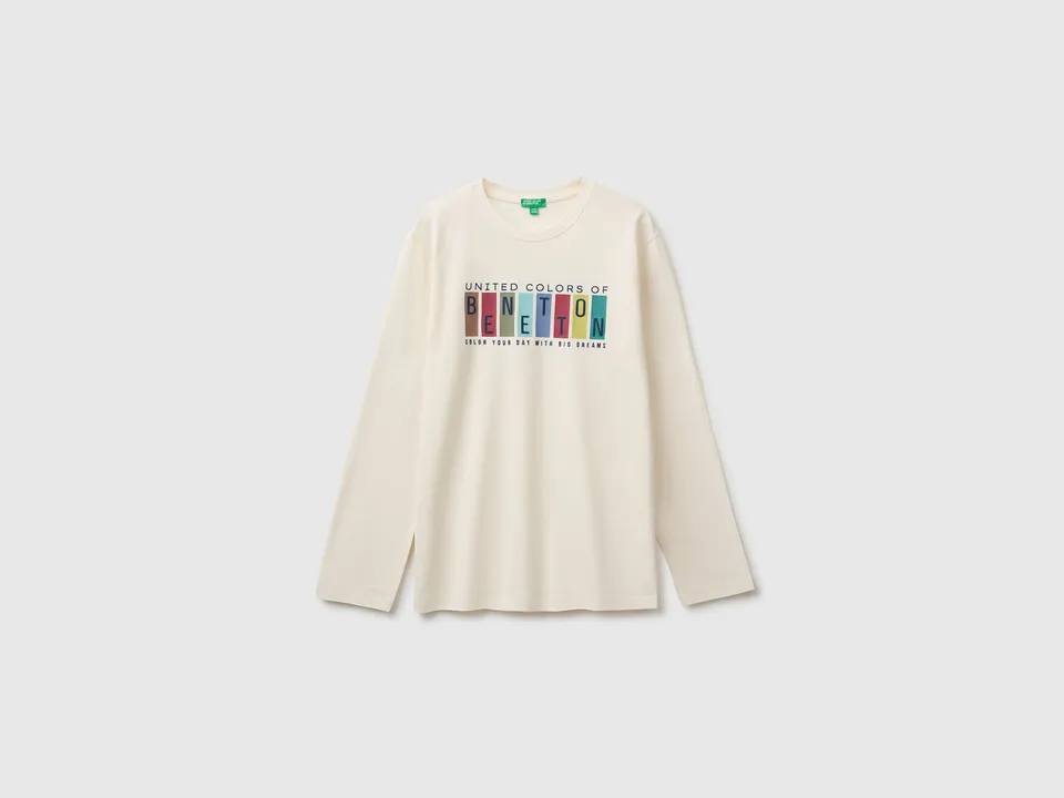 United Colors of Benetton T-shirt print maglietta cotone bio manica lunga