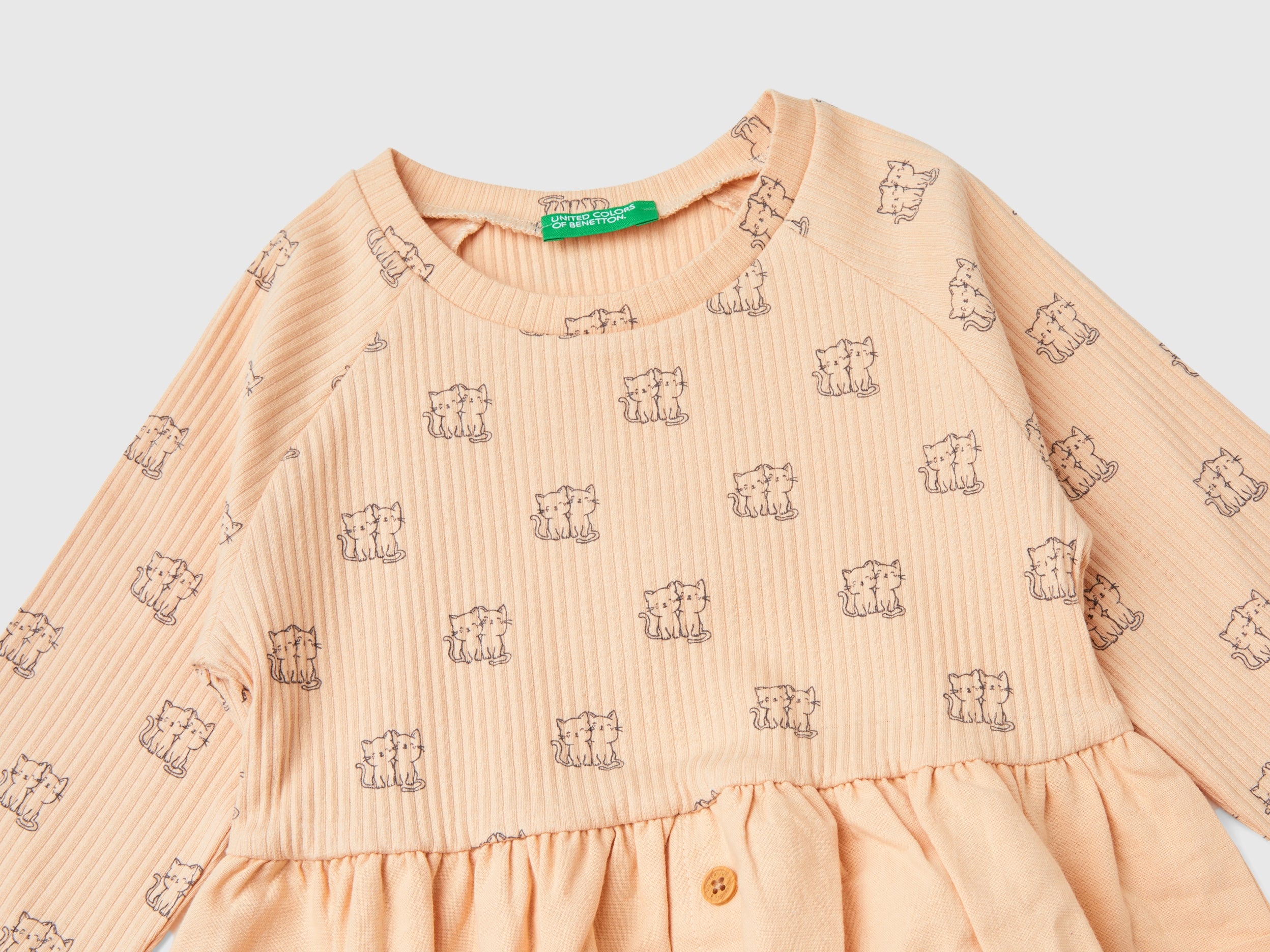 Benetton Dresses vestito stampa bottoni cotone taglia 104