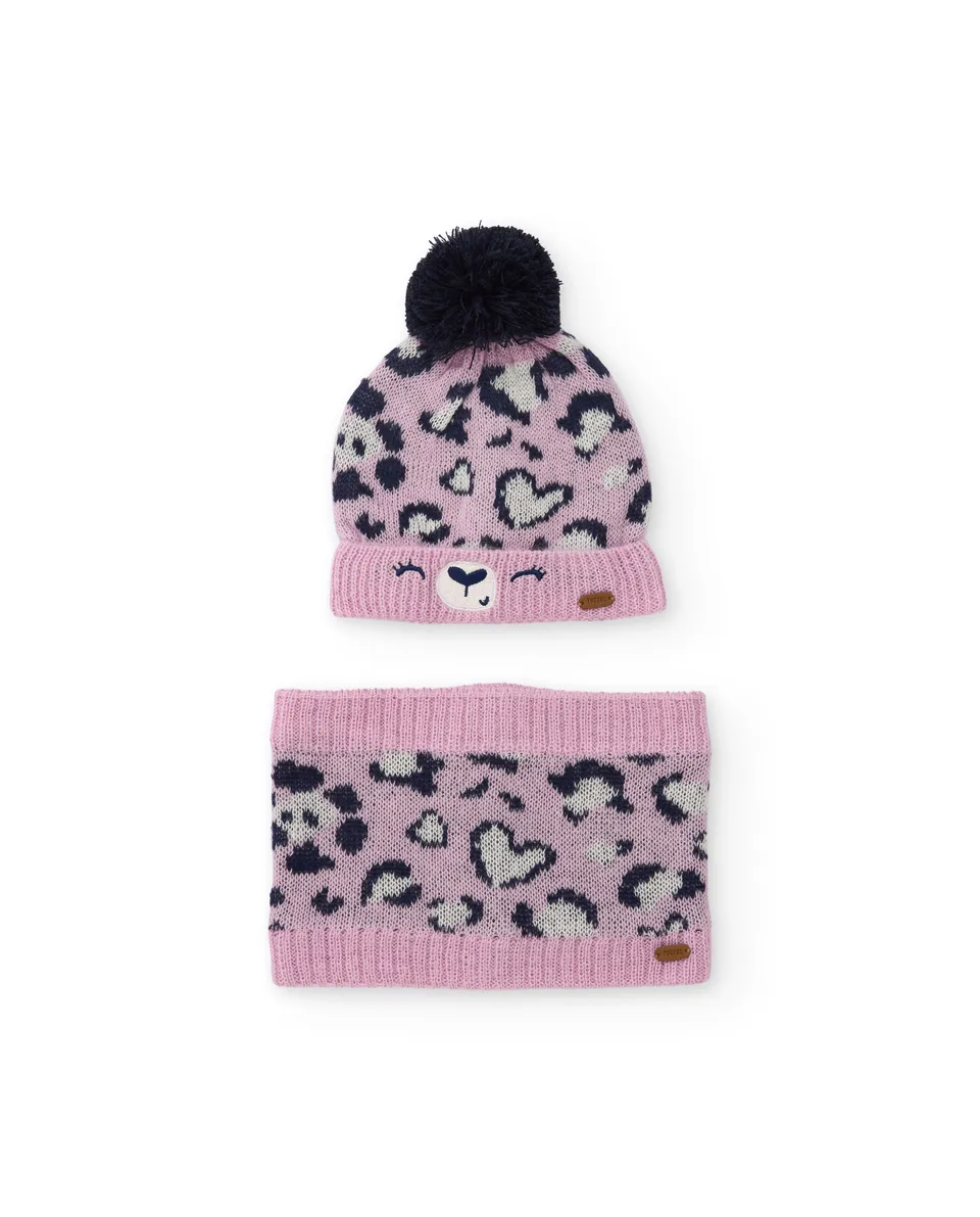 TucTuc Accessori Set Bambina Tricot Rosa Berretto Scaldacollo