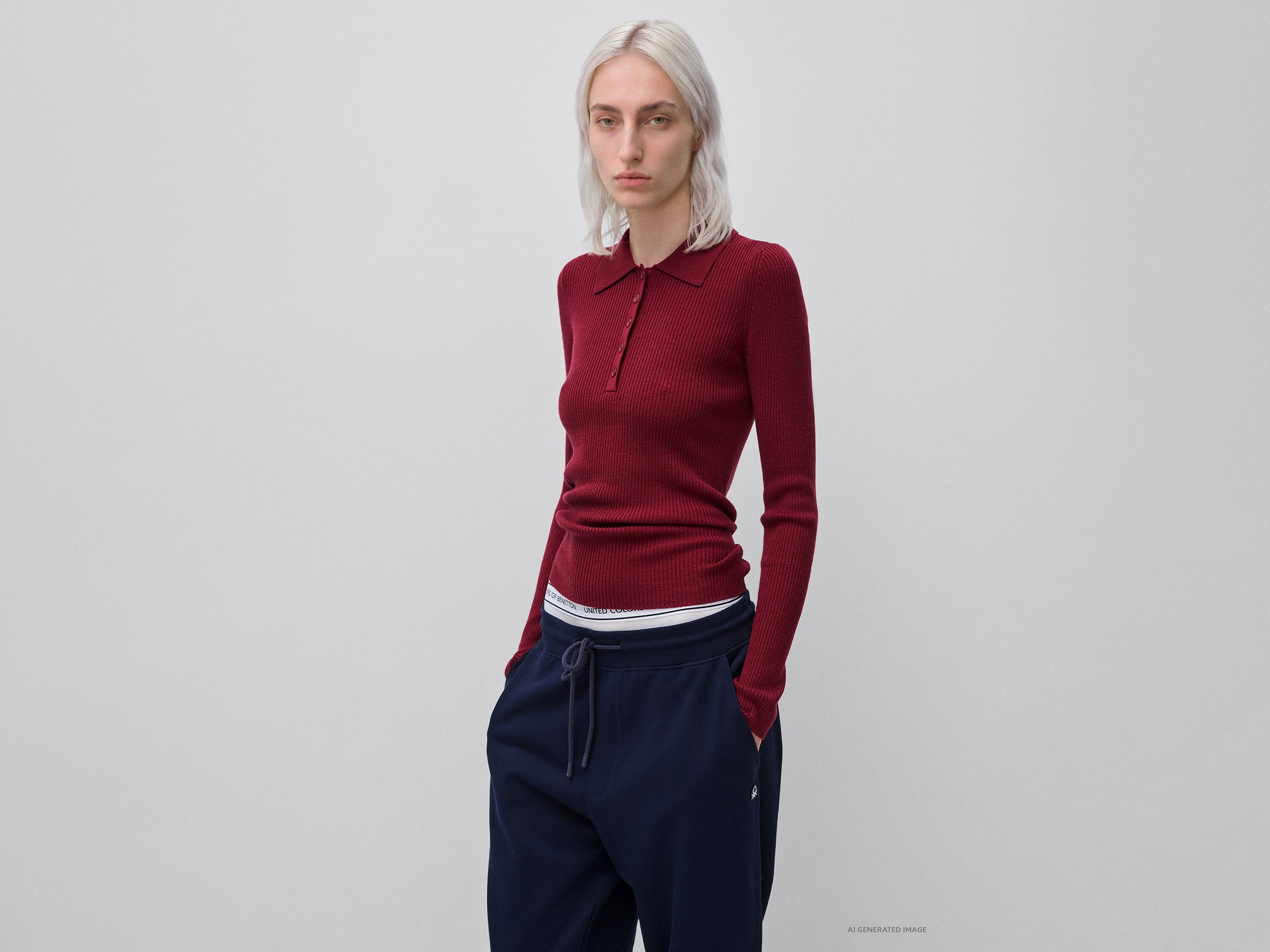 United Colors of Benetton Polo maglia seta lana slim taglia M