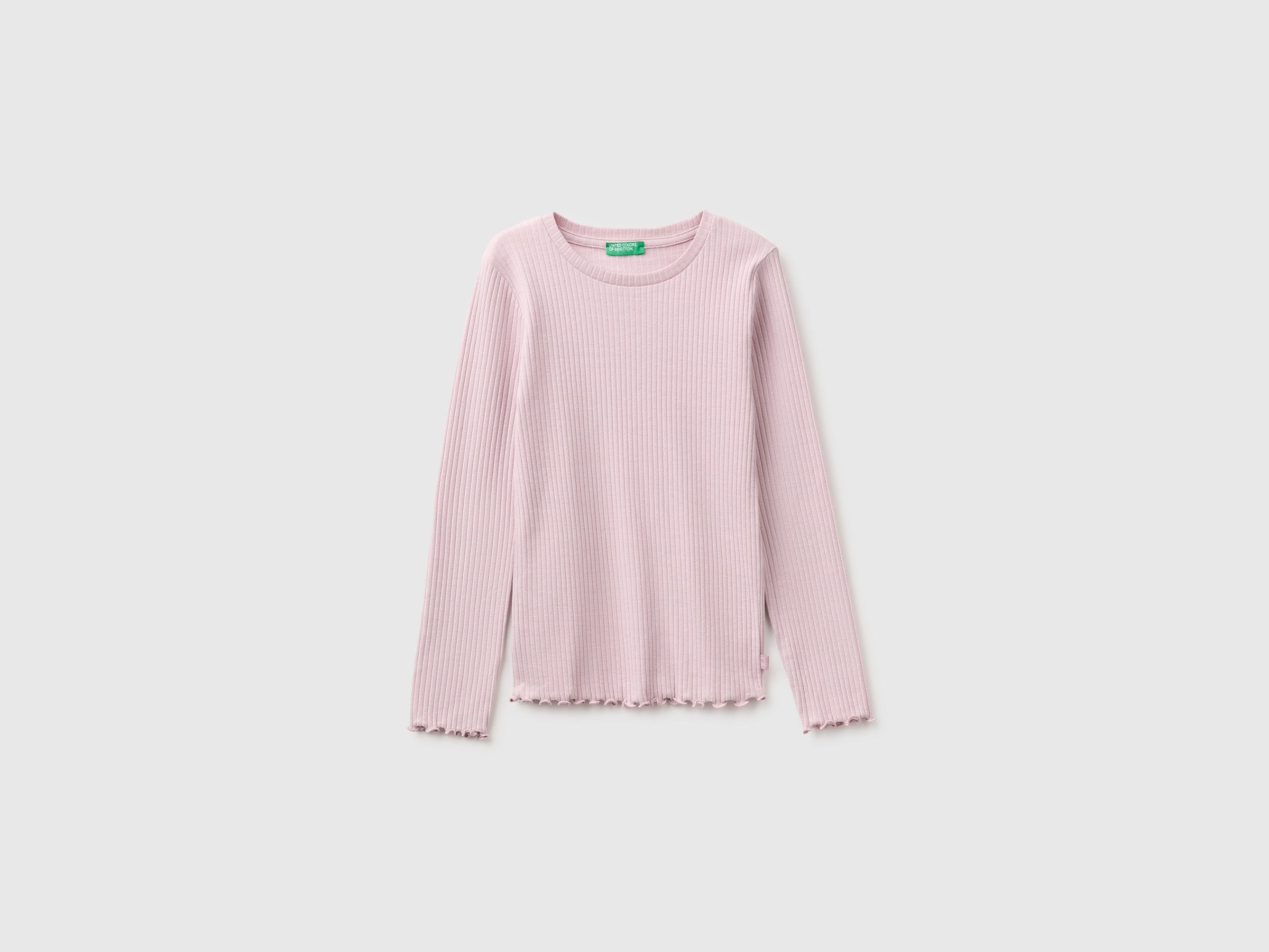 United Colors of Benetton T-Shirts Maglietta Cotone Costine M. Lunghe