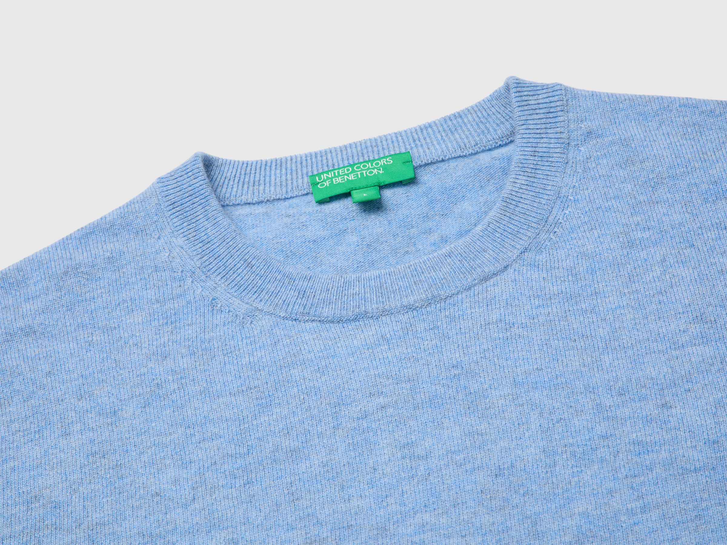 United Colors of Benetton maglione lana merino L azzurro