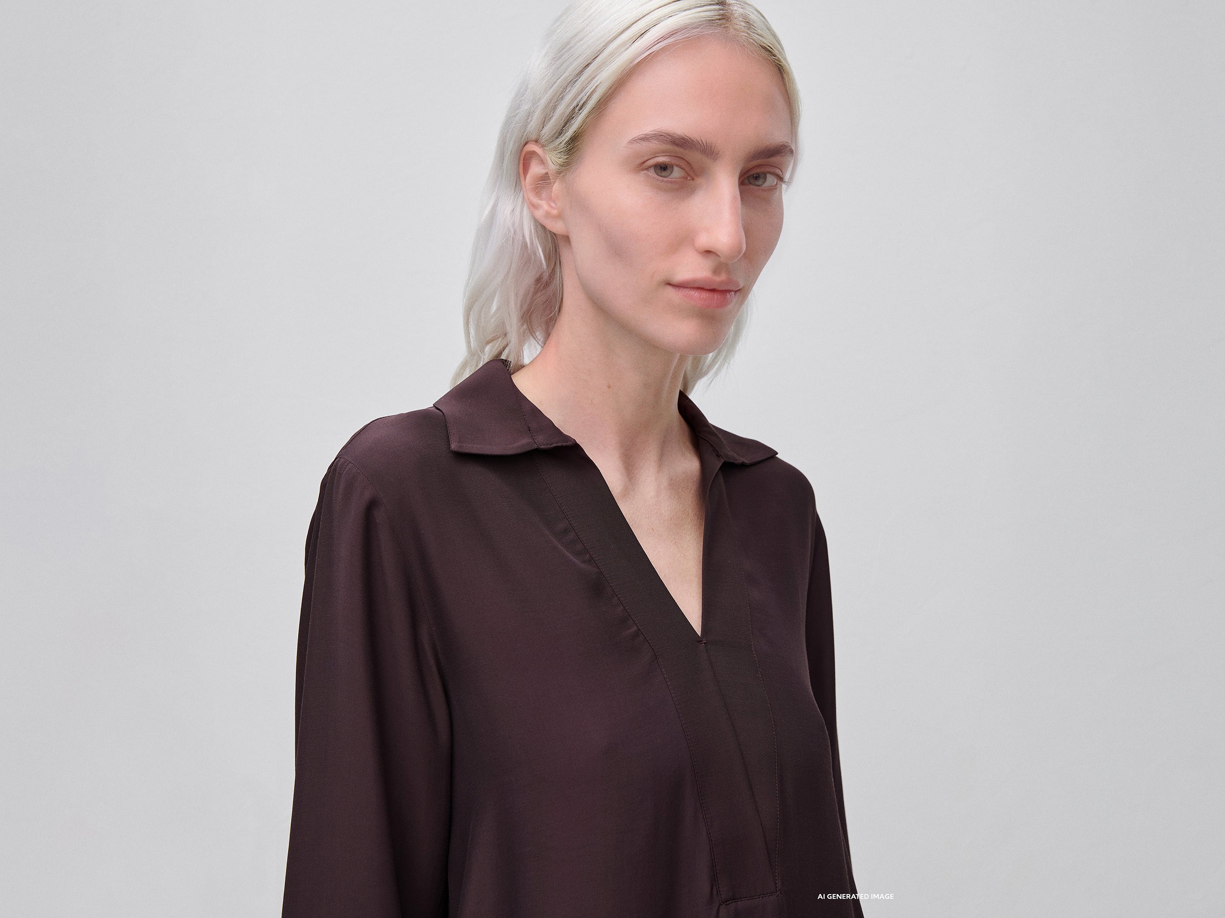 United Colors of Benetton Blusa Viscosa Scollo V Maniche Lunghe XS