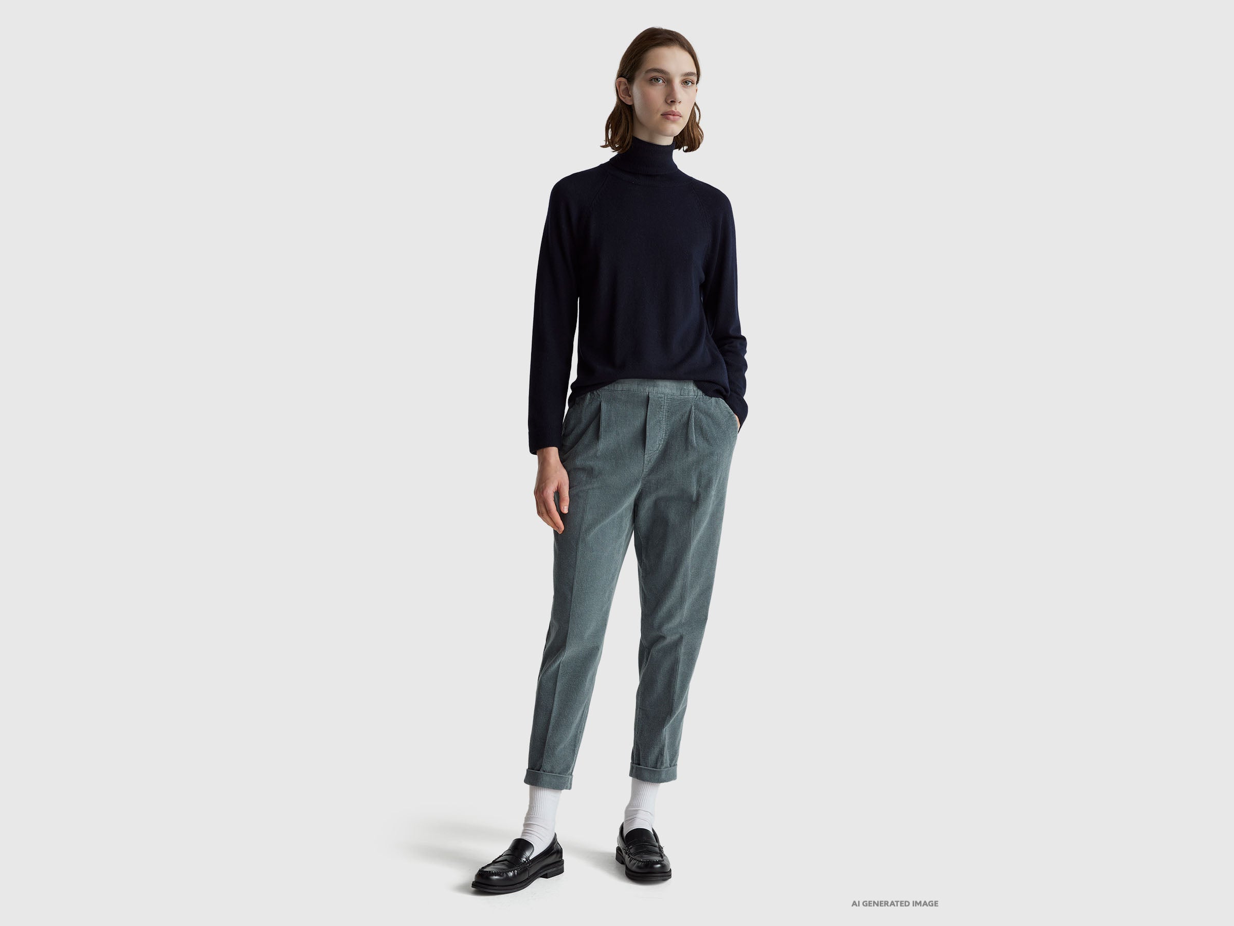 United Colors of Benetton Trousers chinos velluto cotone donna