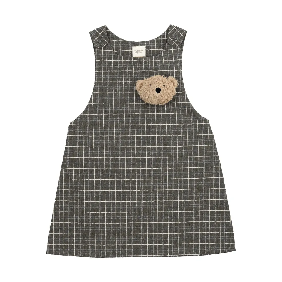 Woolly Organic AW25 vestito bambina grembiule teddy bio