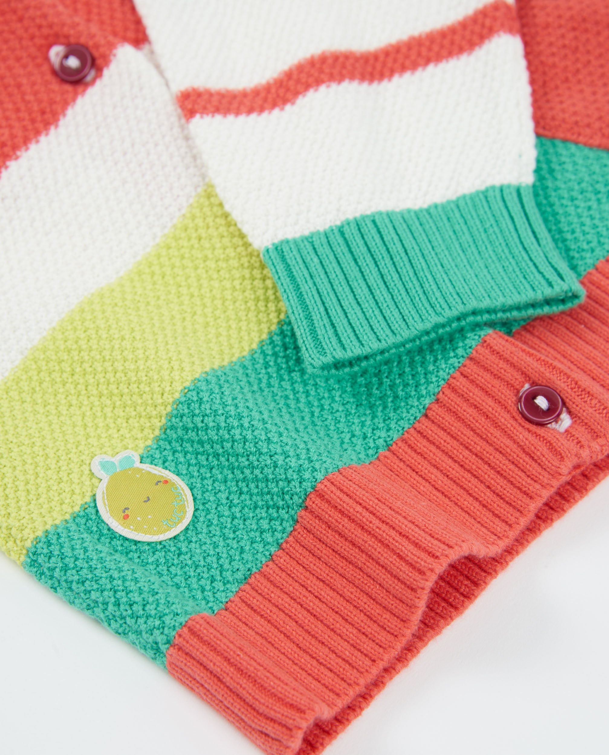 TucTuc Maglioni Cardigan Neonato Crudo Righe Frutta