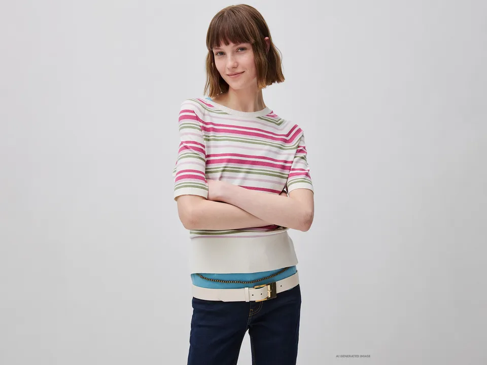 United Colors of Benetton Maglione righe manica corta viscosa