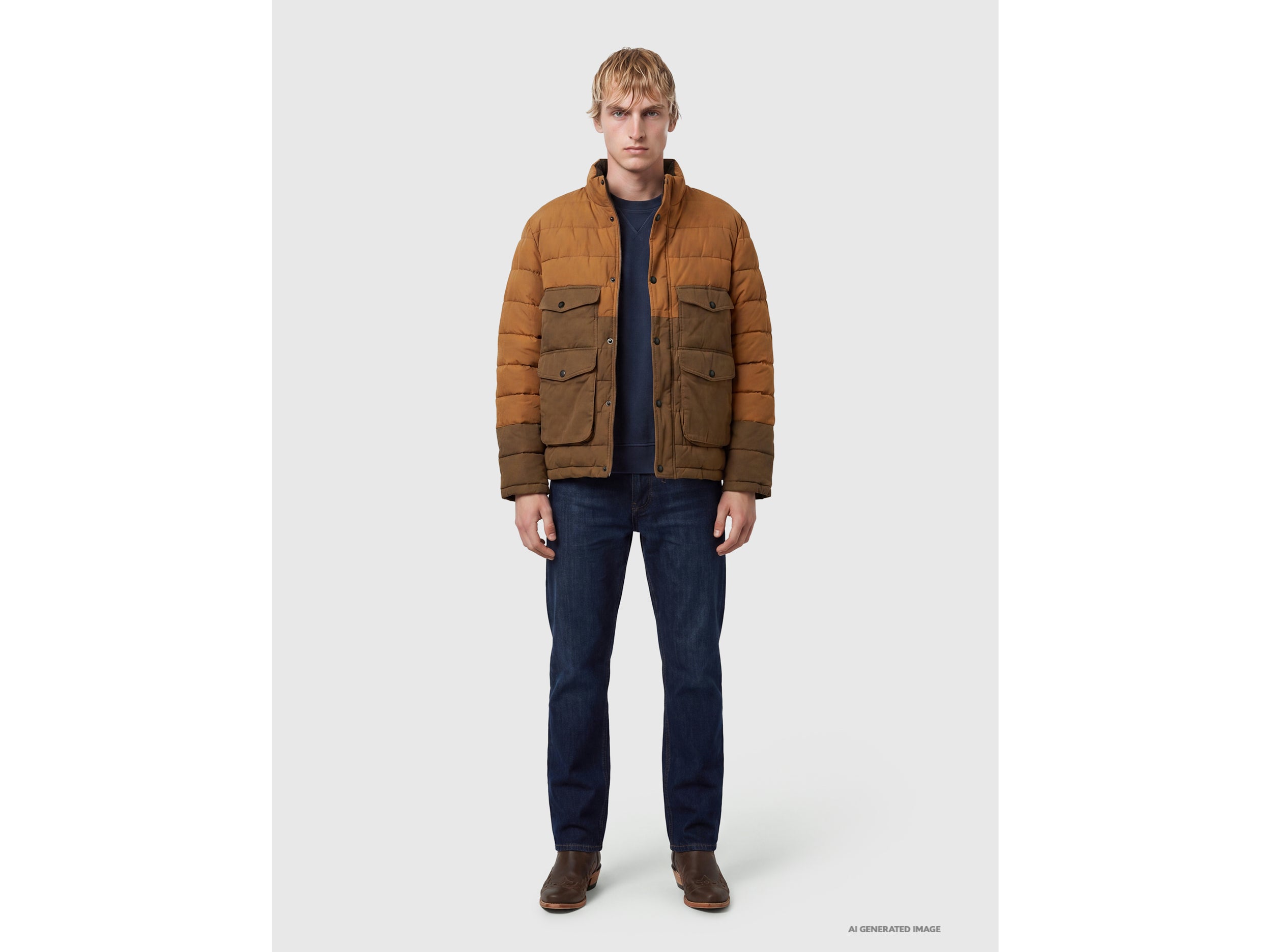 Benetton Giacca Pesante Trapuntata Nylon Cotone Velluto