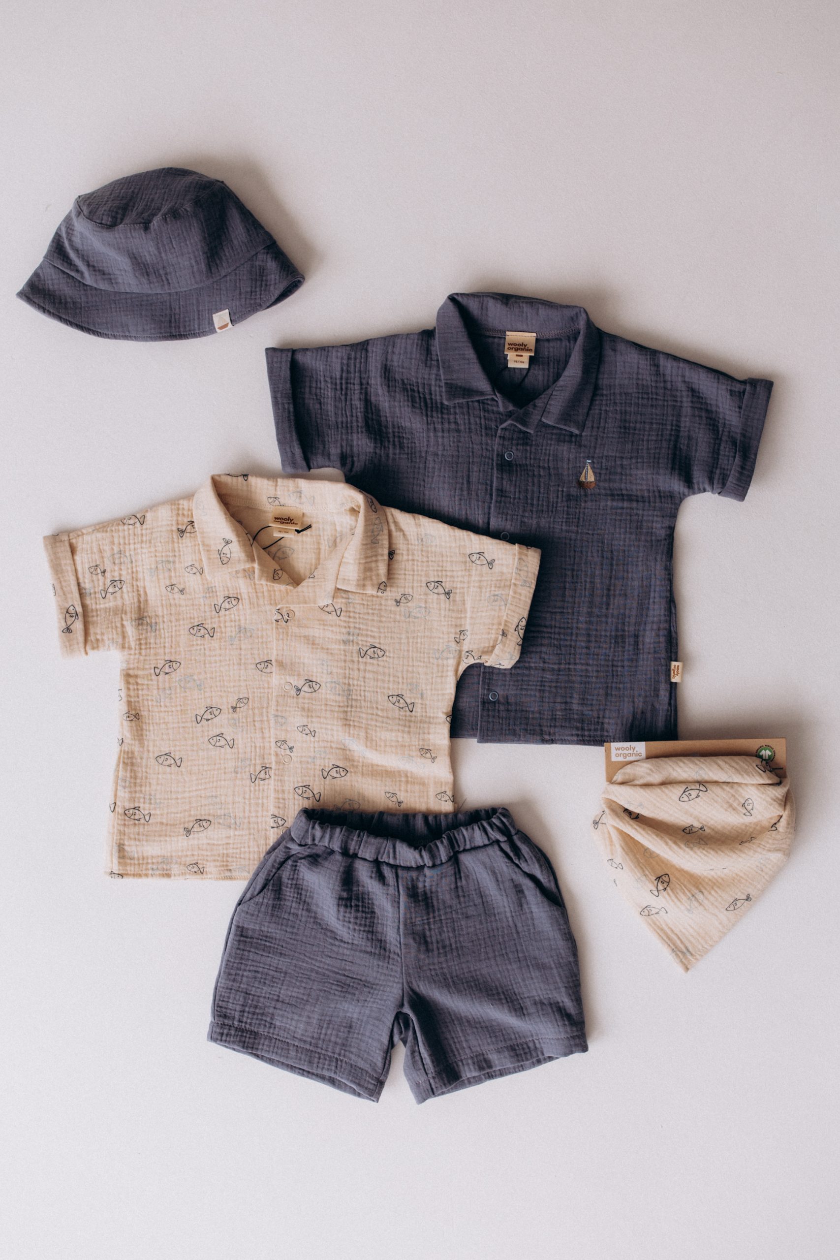 Woolly Organic Kids Shirts camicia mussola ricamata cotone bio