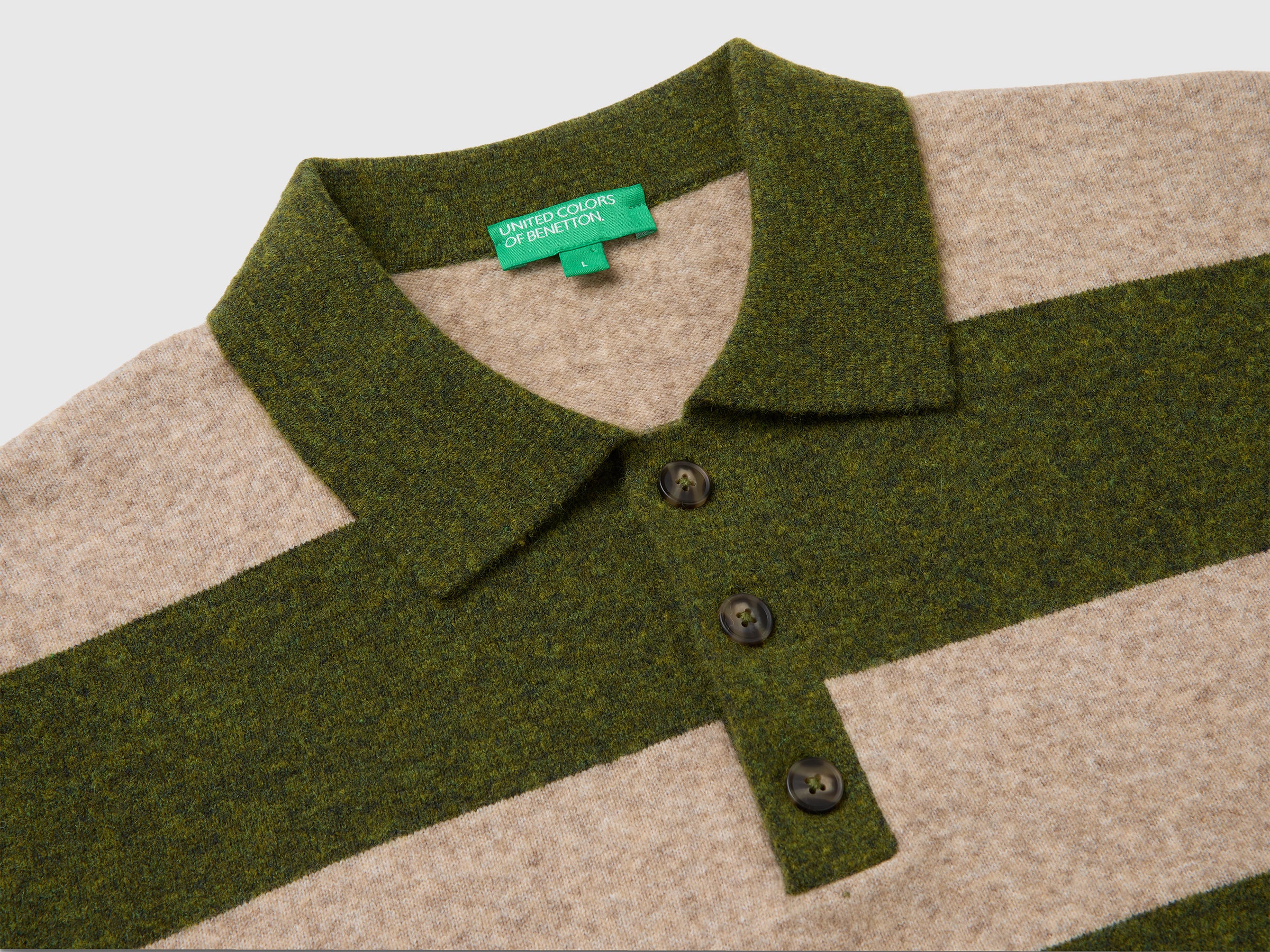 Benetton Sweaters polo maglia lana M righe bicolore