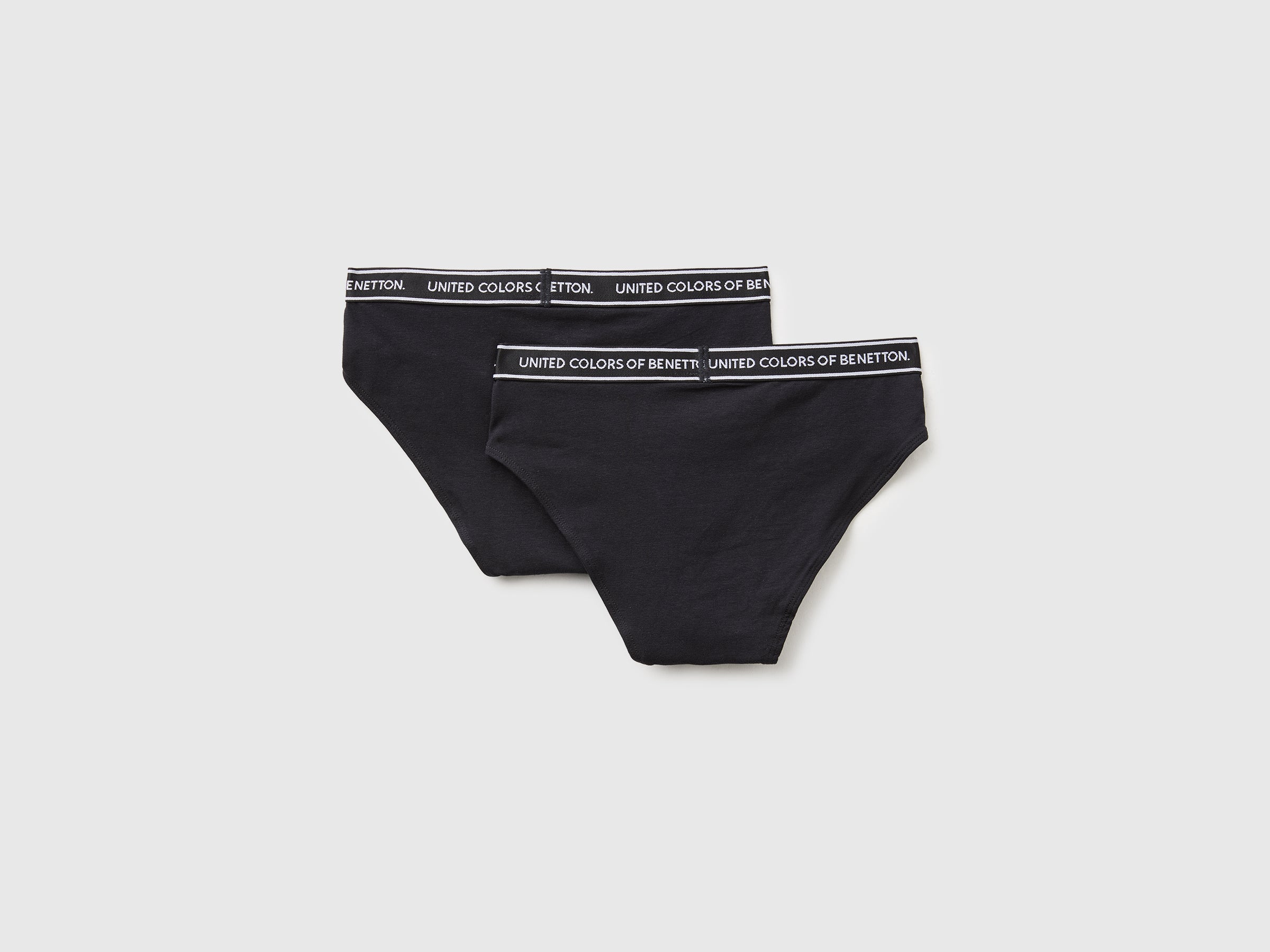 United Colors of Benetton Logo set 2 slip cotone nero 3-4
