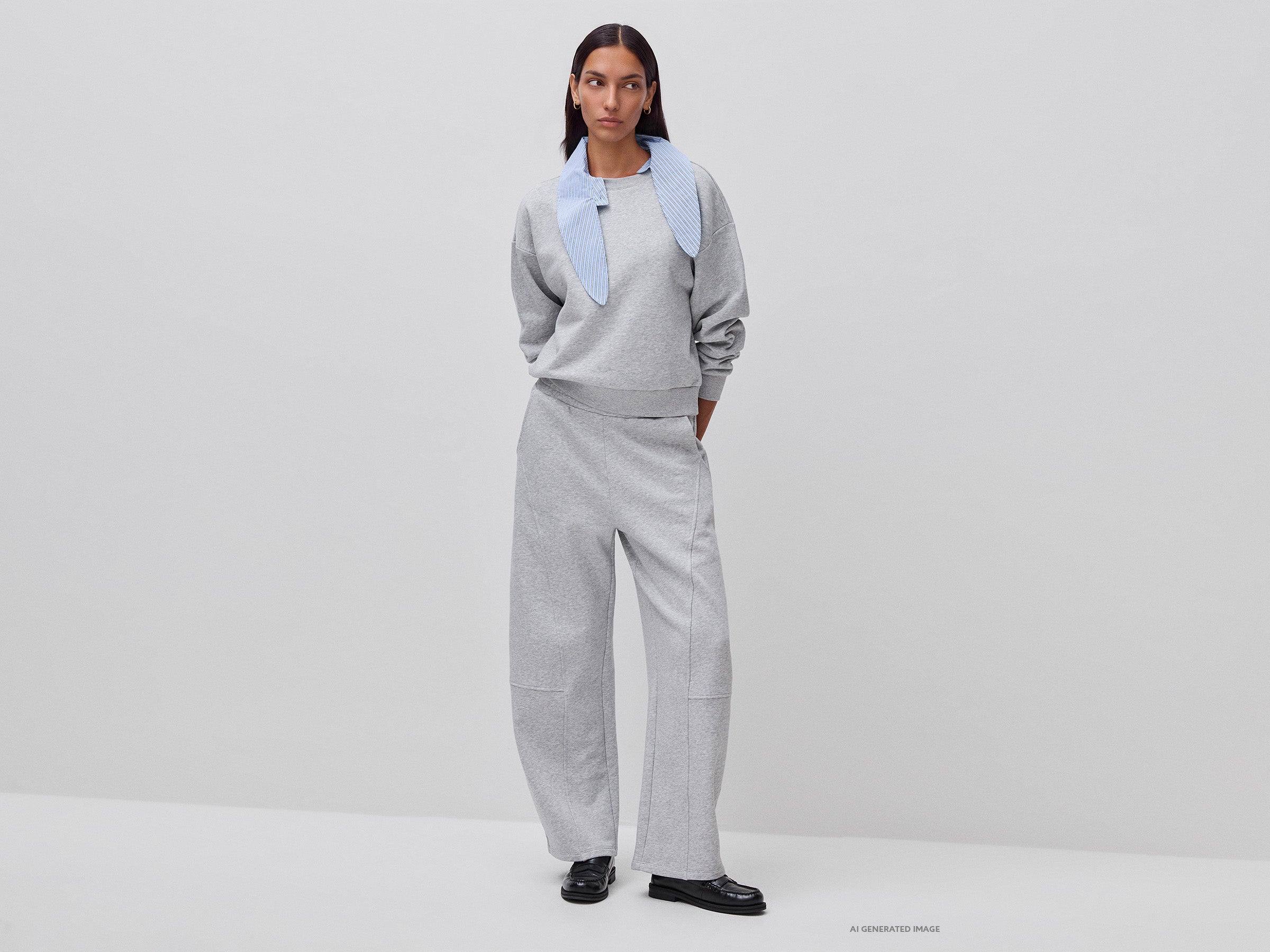 Benetton Pantalone tuta barrel fit felpa misto cotone