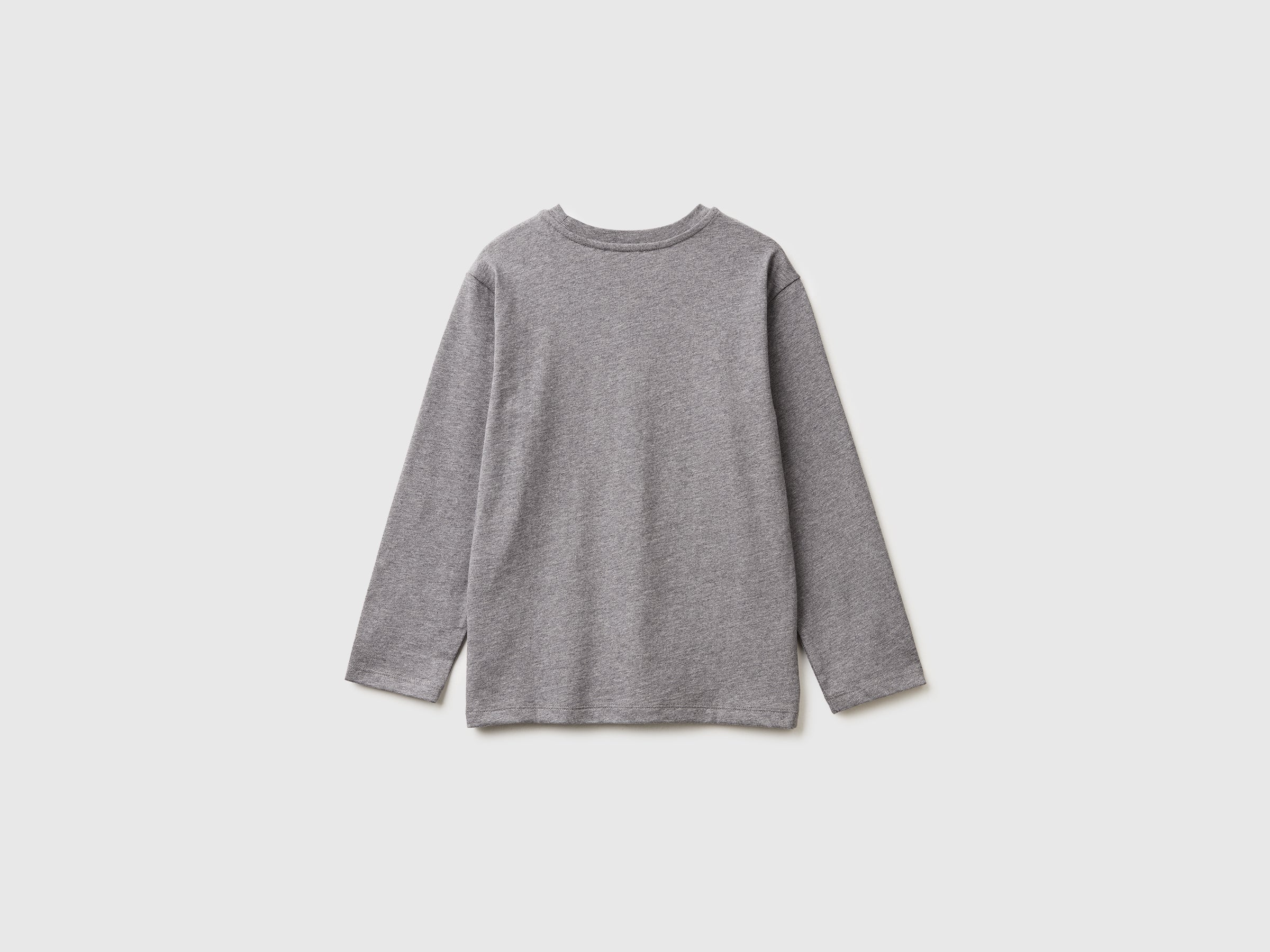 United Colors of Benetton t-shirt cotone bio logo maniche lunghe