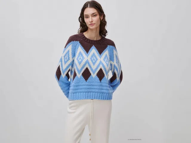 United Colors of Benetton Nordic maglione jacquard nordico lana taglia M
