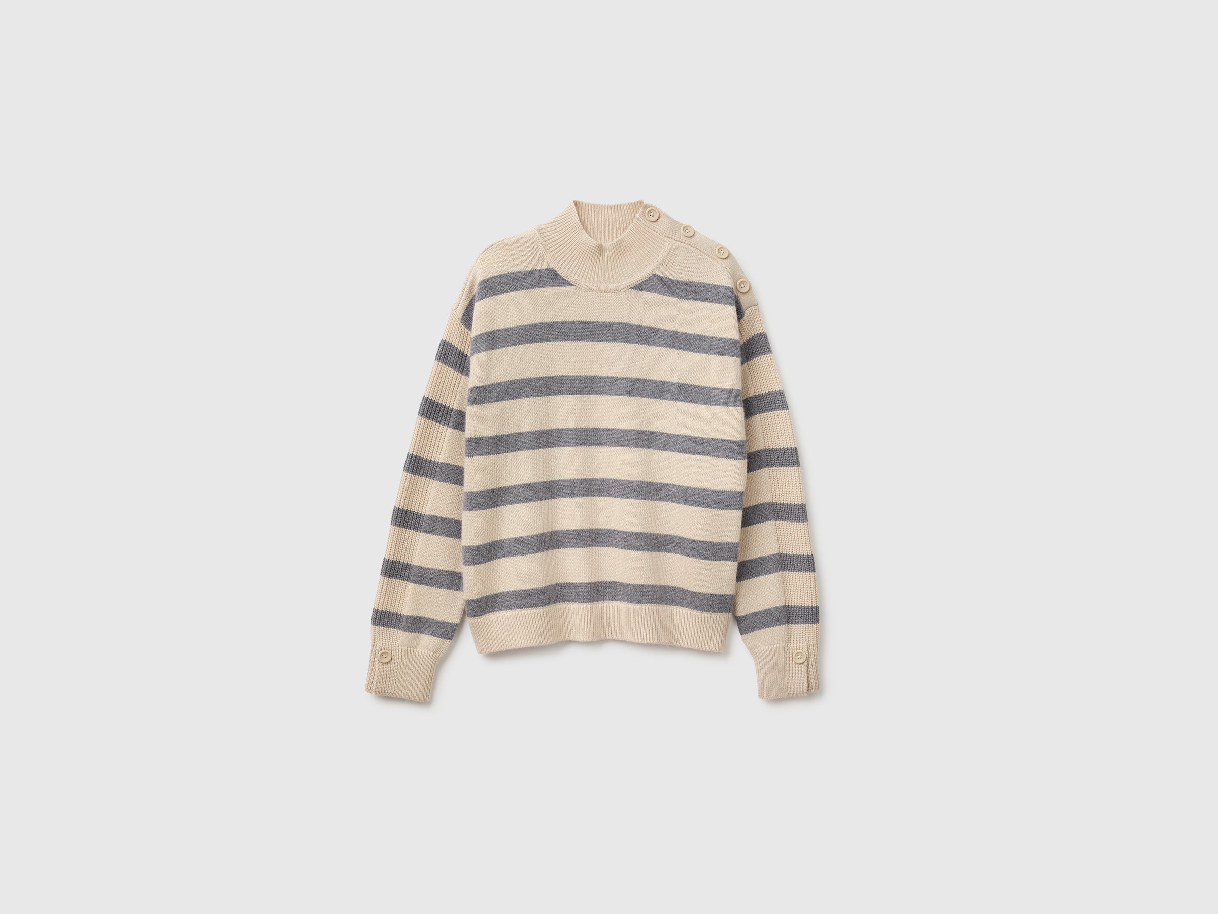 United Colors of Benetton Sweater buttons maglione collo alto lana