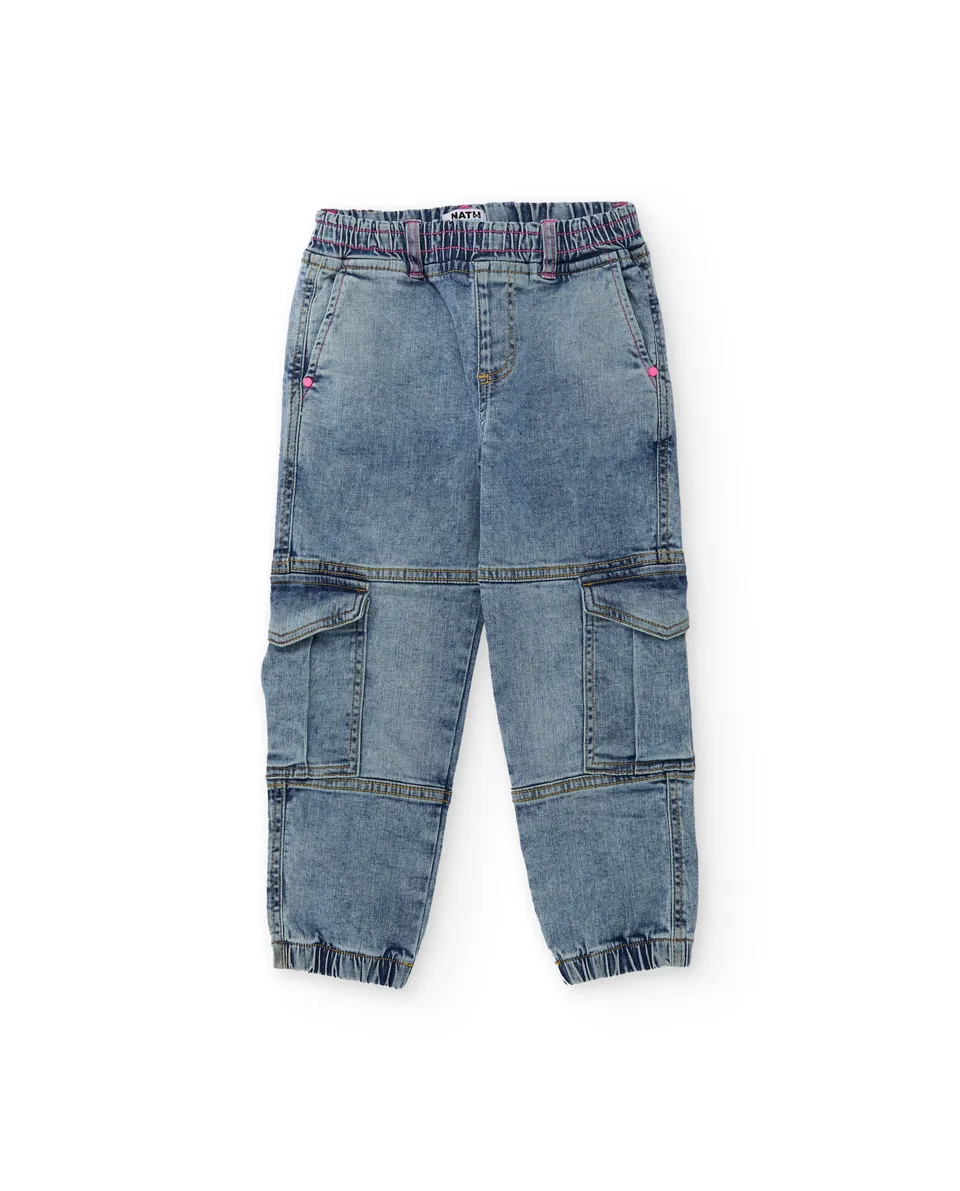 TucTuc Pantaloni cargo denim jeans bambina blu