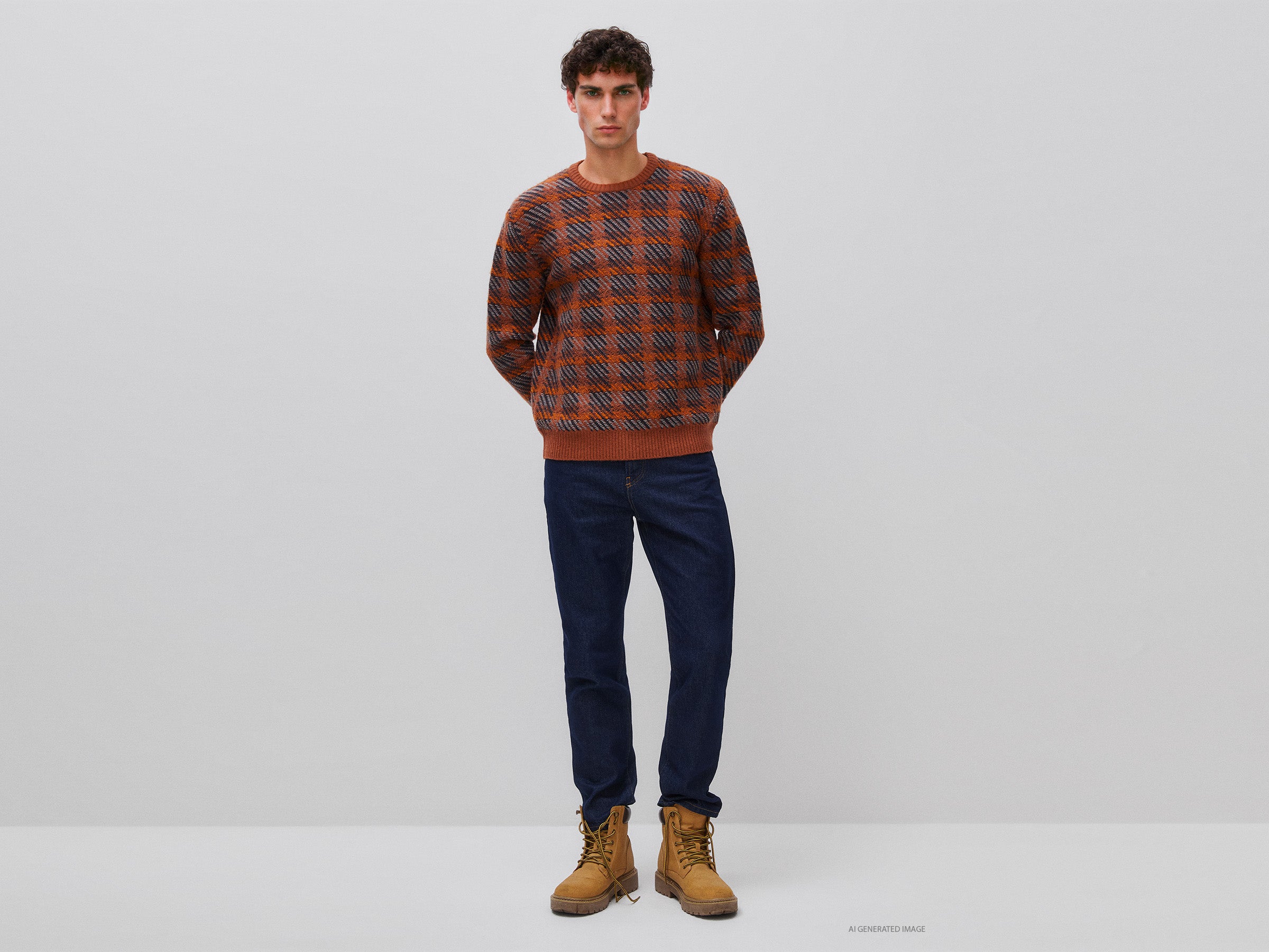 United Colors of Benetton Sweaters maglione tartan cotone M