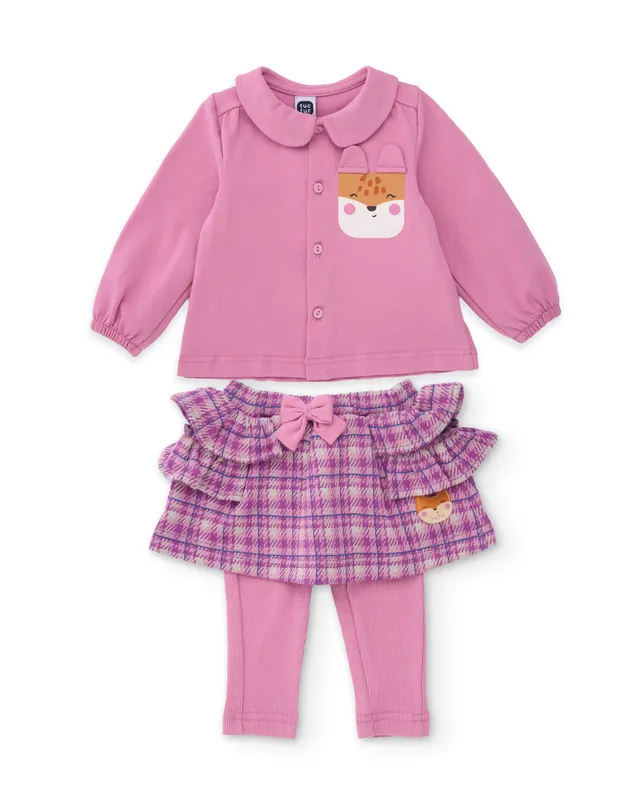 TucTuc Completi completo neonata rosa maglia gonna quadri