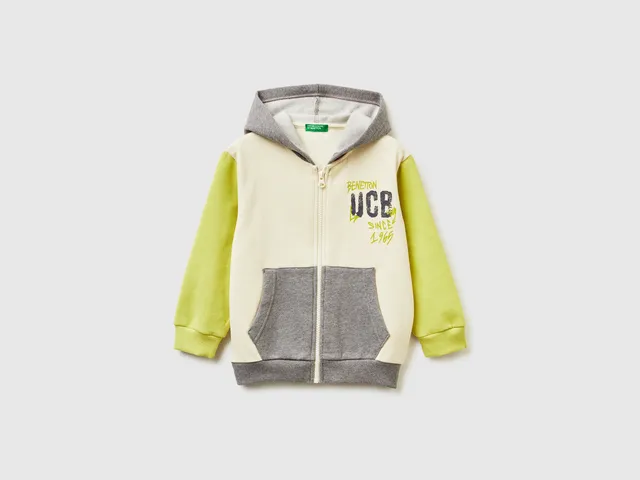 Benetton Felpa Zip con Cappuccio 104 cotone