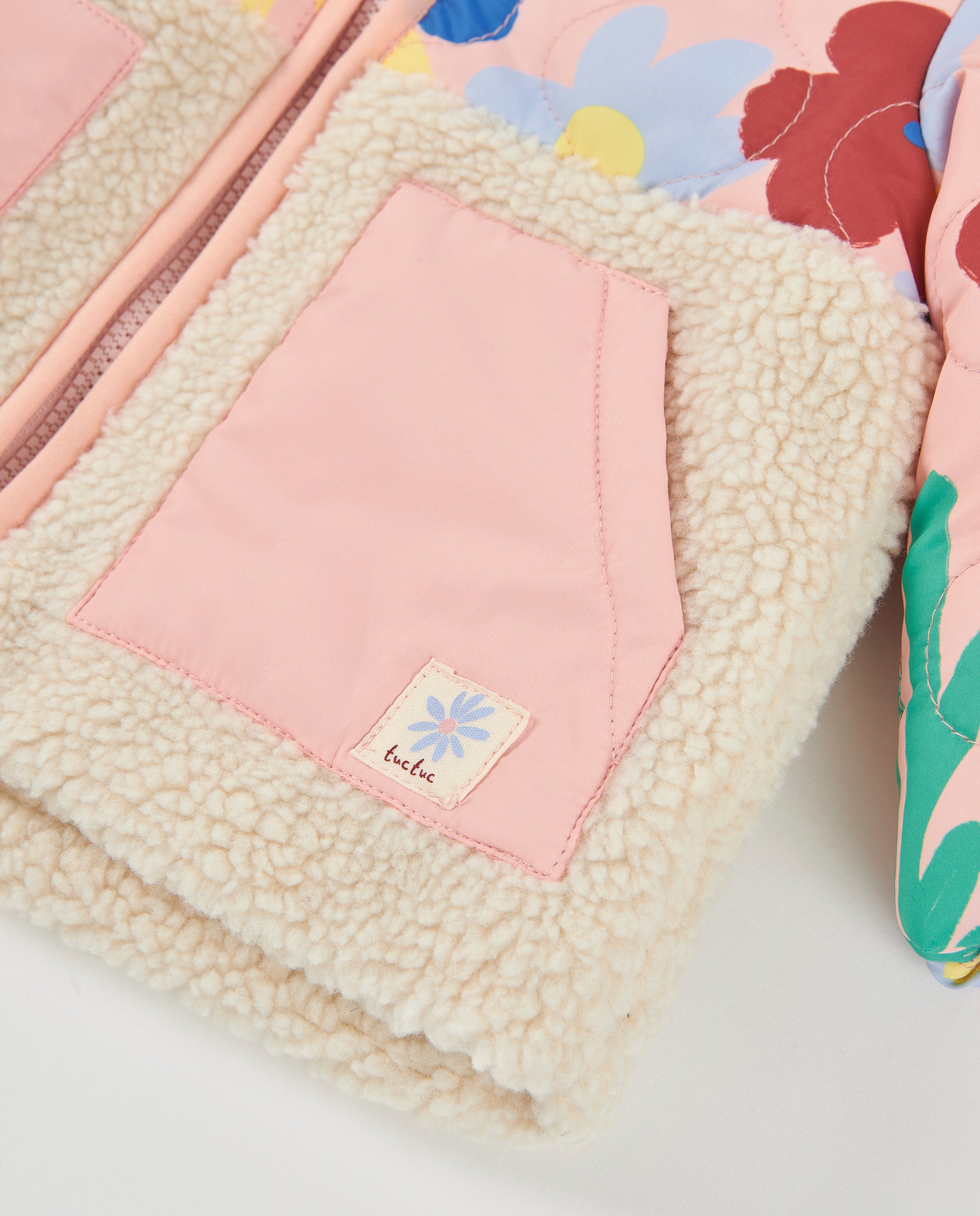 TucTuc Cappotti Piumino bimba rosa floreale con cappuccio