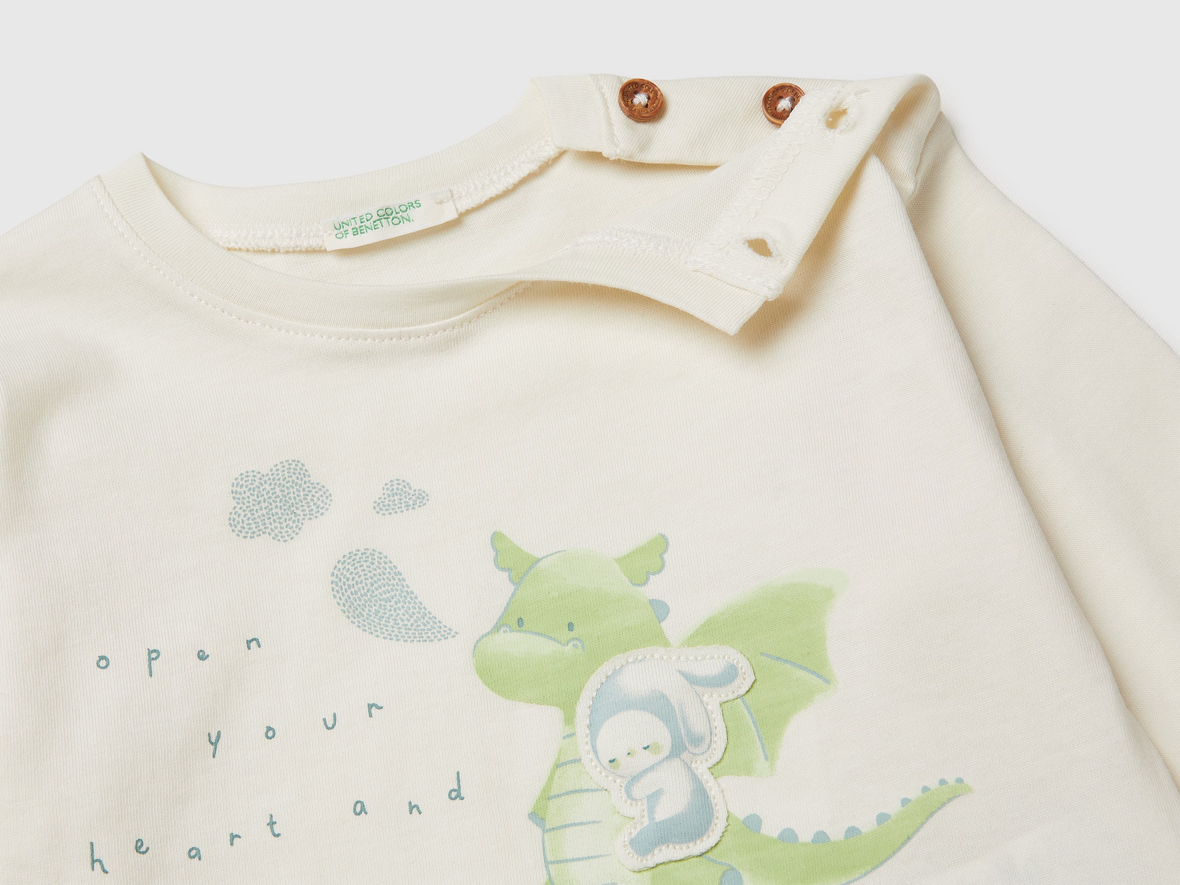 United Colors of Benetton maglietta neonato cotone bio manica lunga