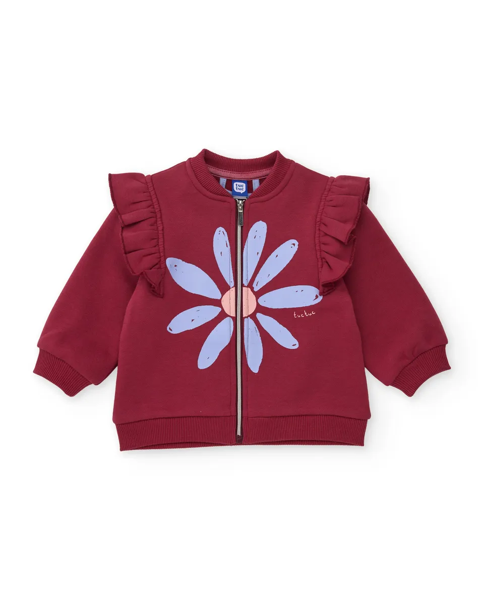 TucTuc Felpe Felpa Volant Zip Bambina Burdeos 6M calda