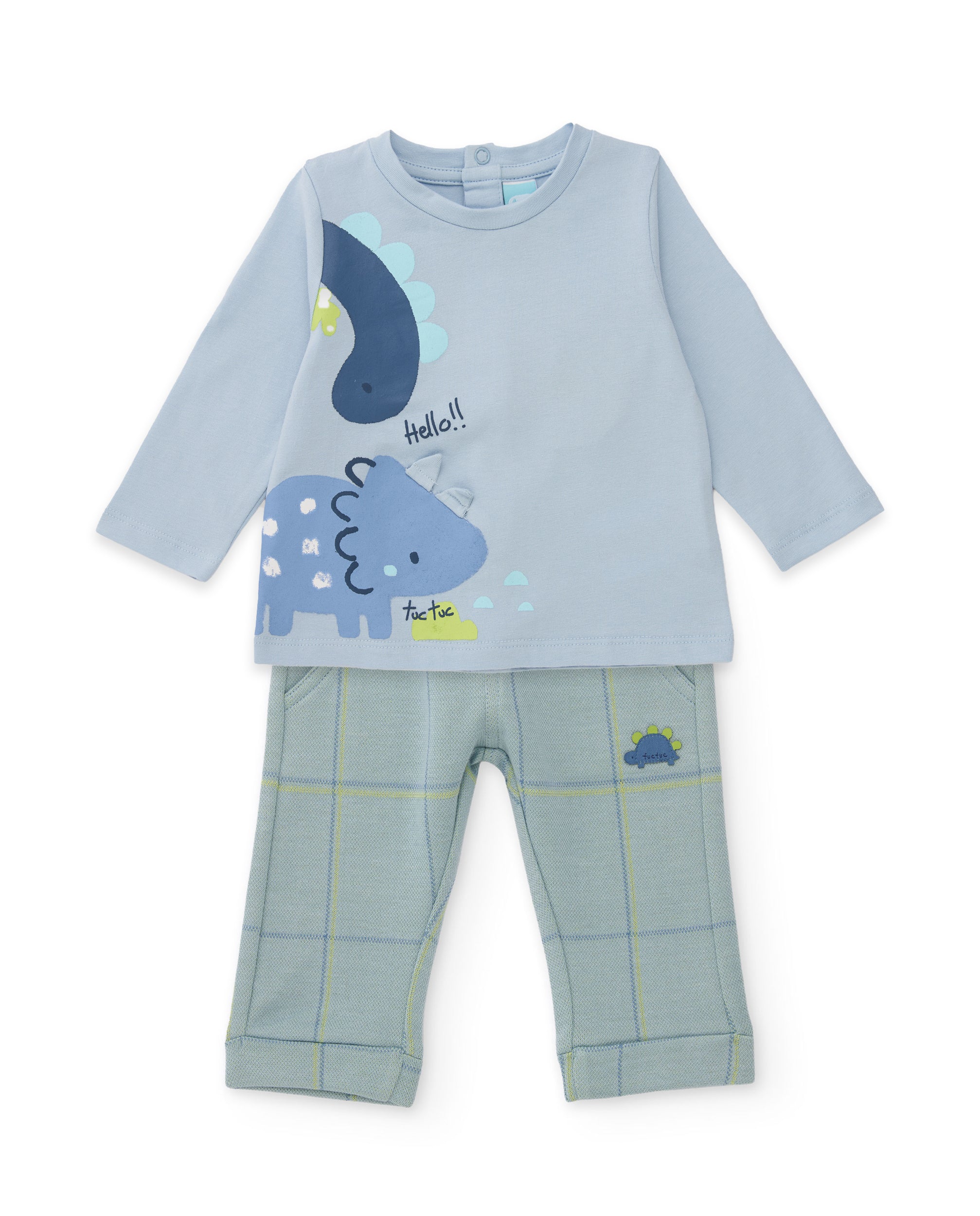 TucTuc Completi tuta neonato azzurro dinosauri cotone