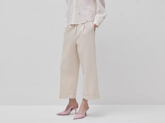 United Colors of Benetton Trousers pantalone largo cotone risvolto