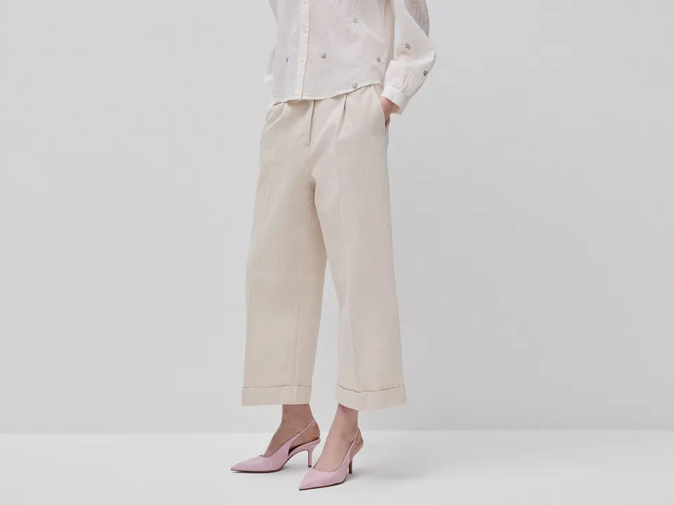 United Colors of Benetton Trousers pantalone largo cotone risvolto