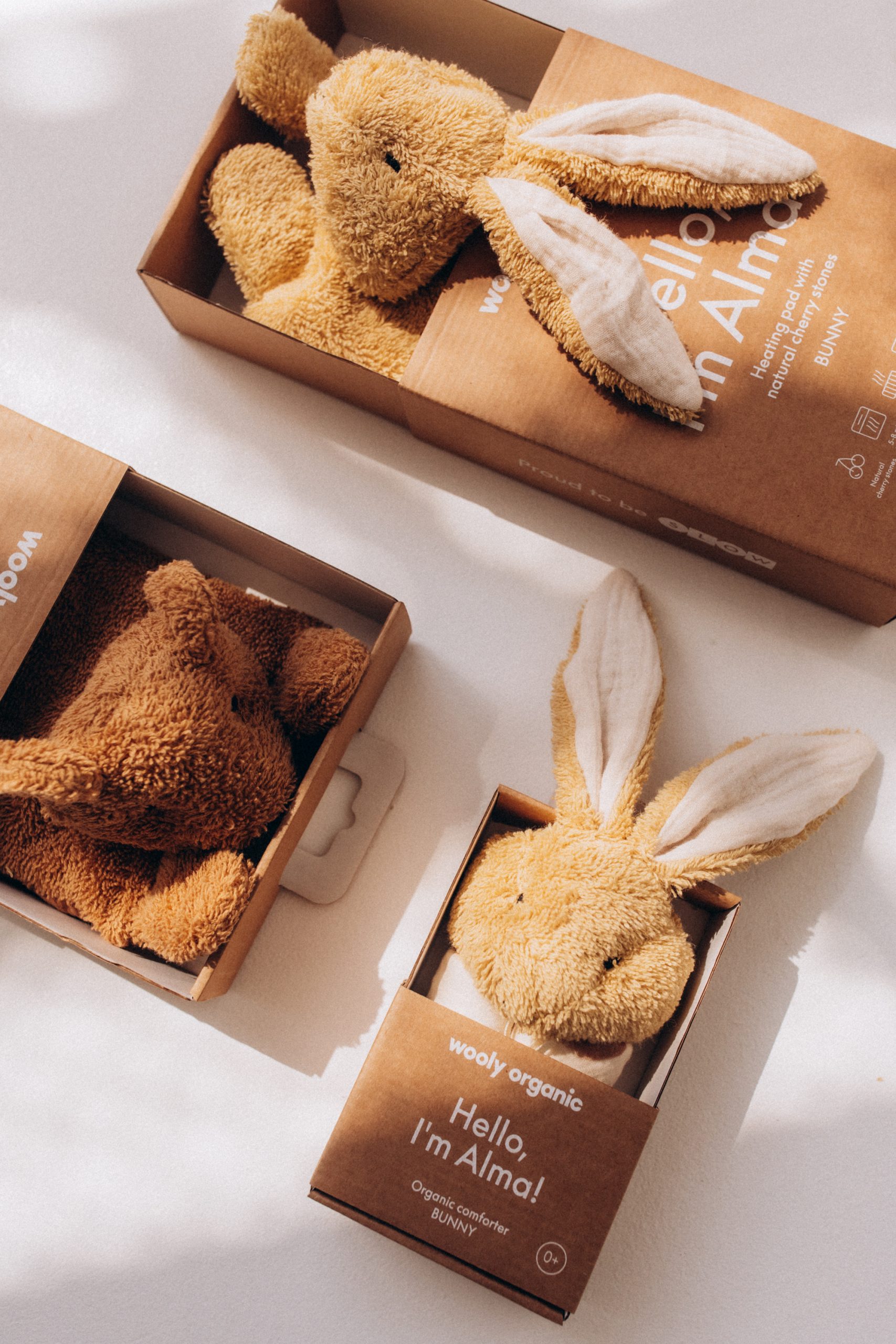 Woolly Organic Bunny cuscinetto noccioli ciliegia 34 cm
