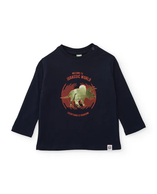 TucTuc Magliette T-shirt Bambino Blu Maniche Lunghe Dinosauro