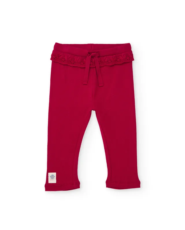 TucTuc Leggings jersey bambina granata vita elastica