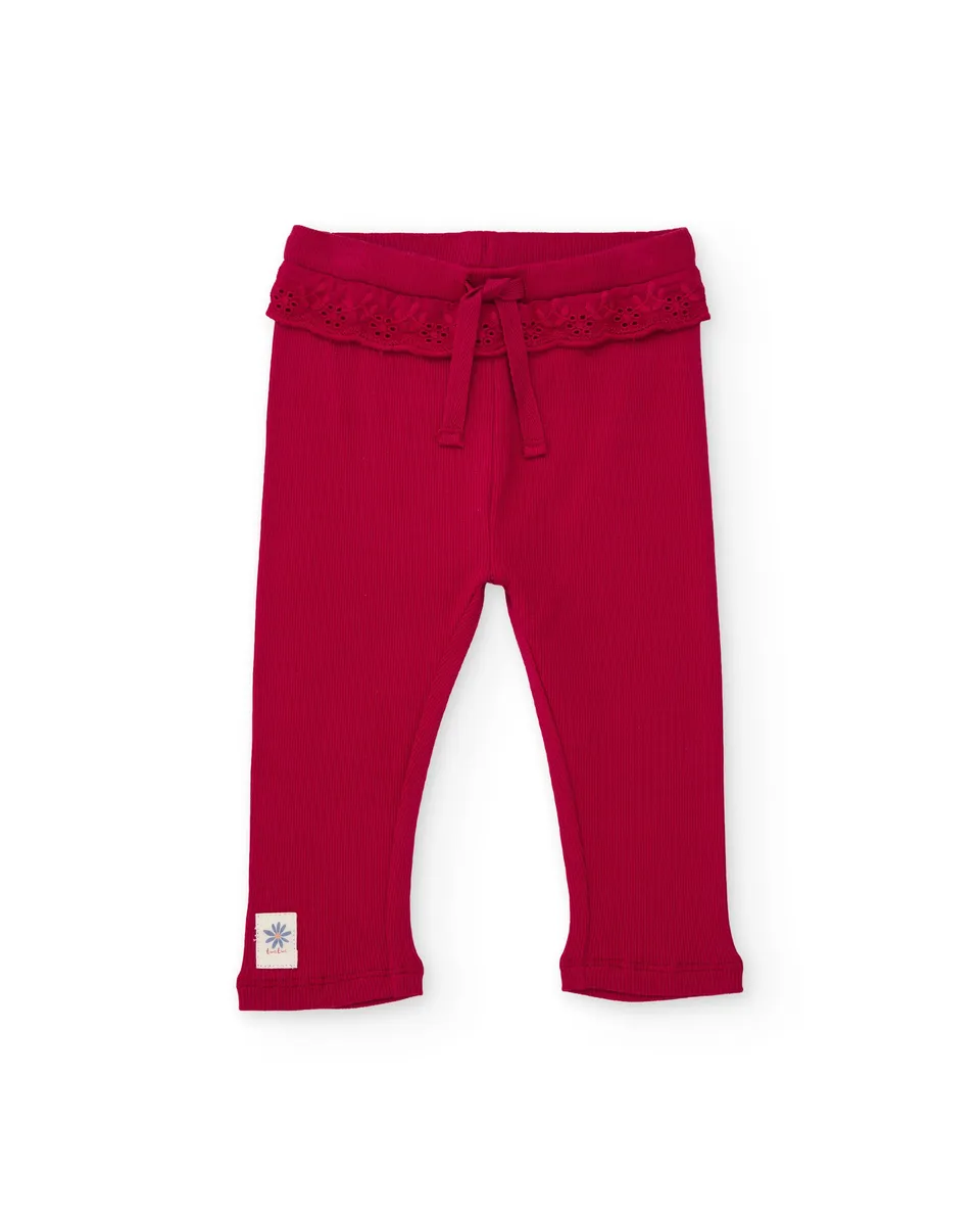 TucTuc Leggings jersey bambina granata vita elastica